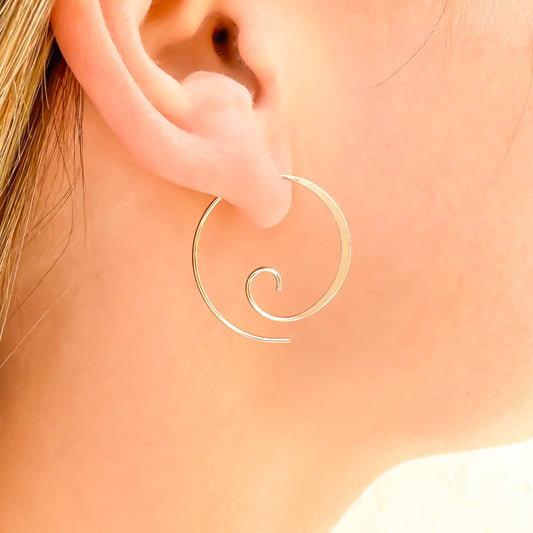 Spiral Hoop Earrings, 14K Gold Filled