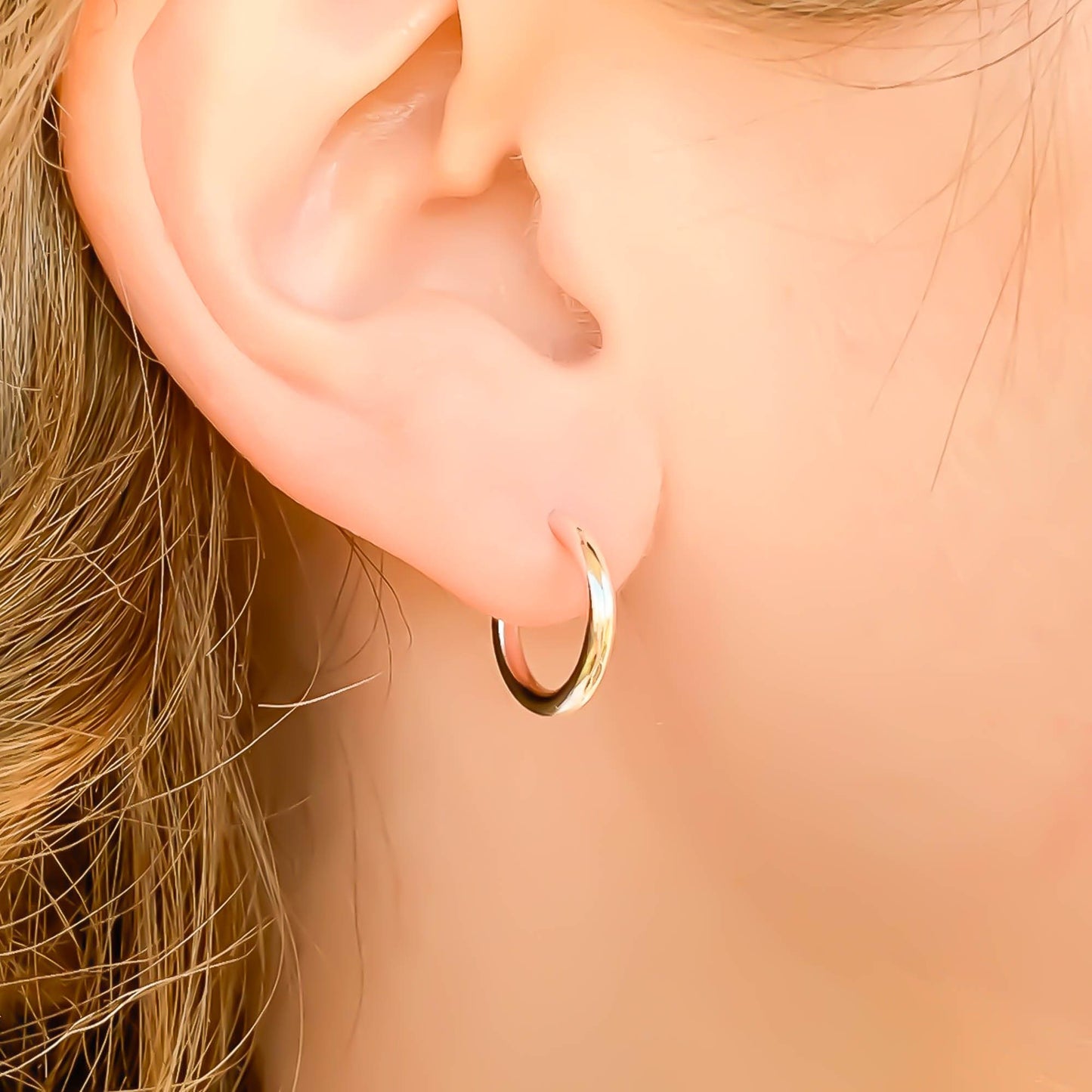 Pair of Small 14mm Hoop Earrings, Sterling Silver