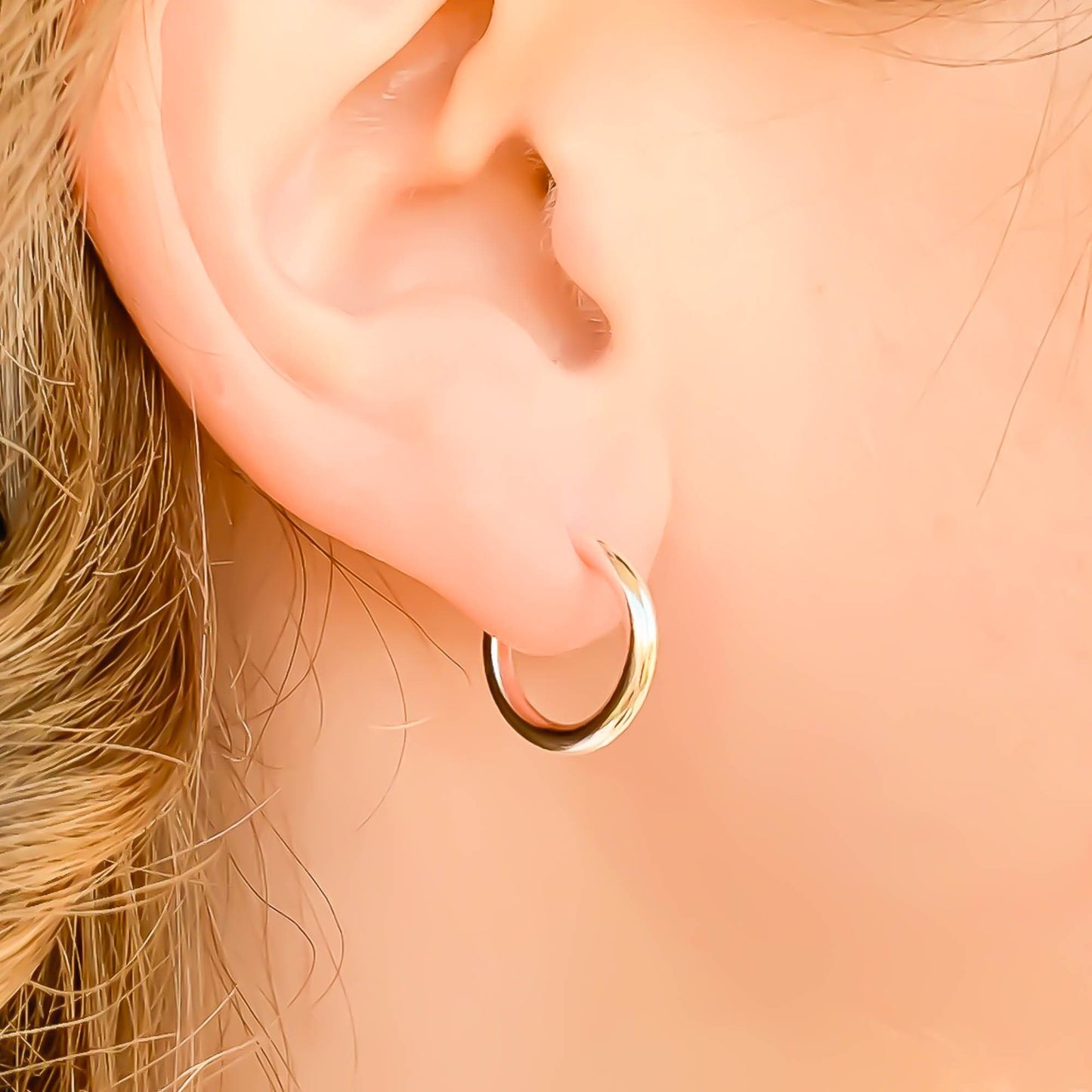 Pair of Small 14mm Hoop Earrings, Sterling Silver
