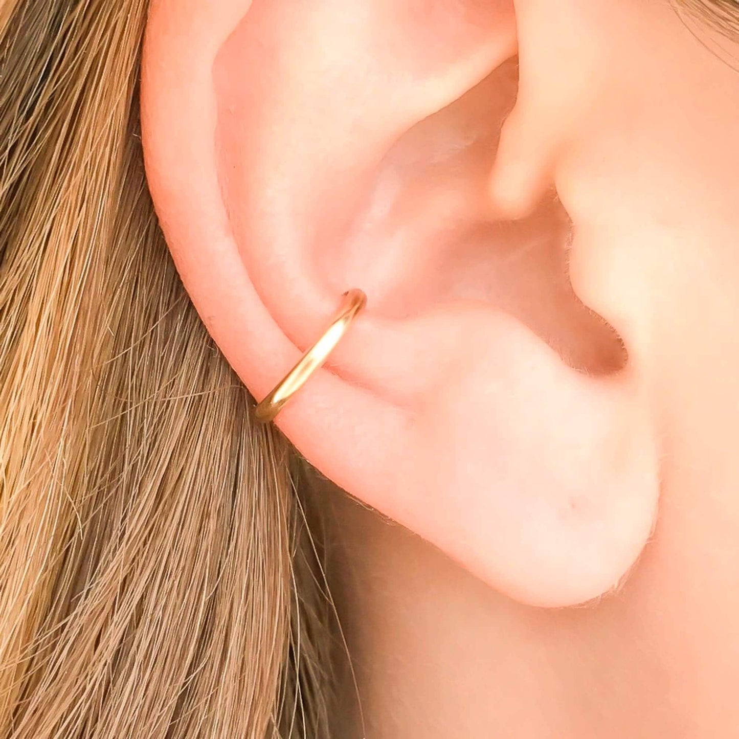 14K Gold Half Round Ear Cuff