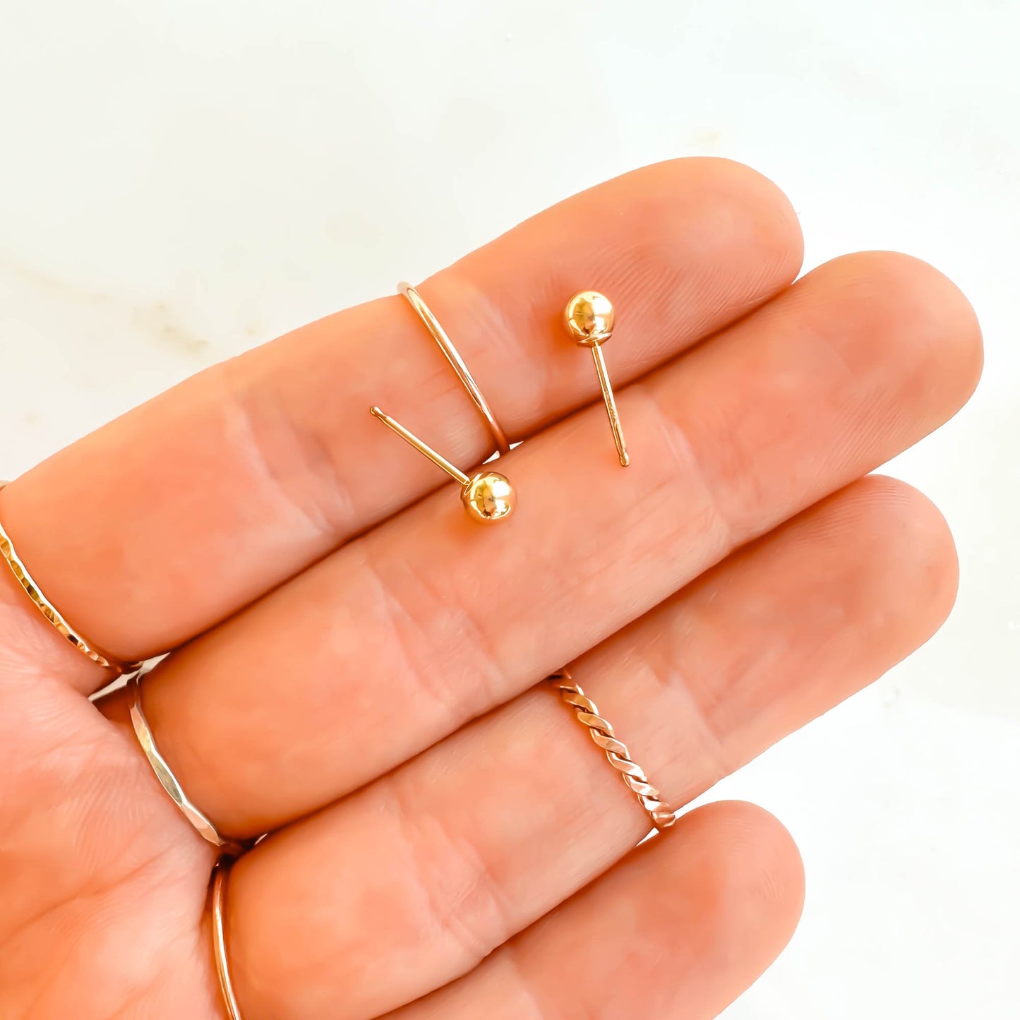 Small 4mm Ball Stud Earrings, 14K Gold Filled