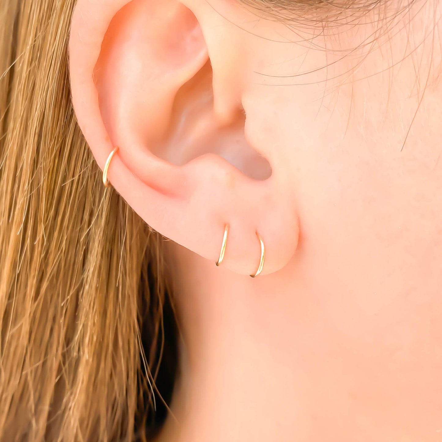 24K Solid Gold Tiny Hoop Earrings