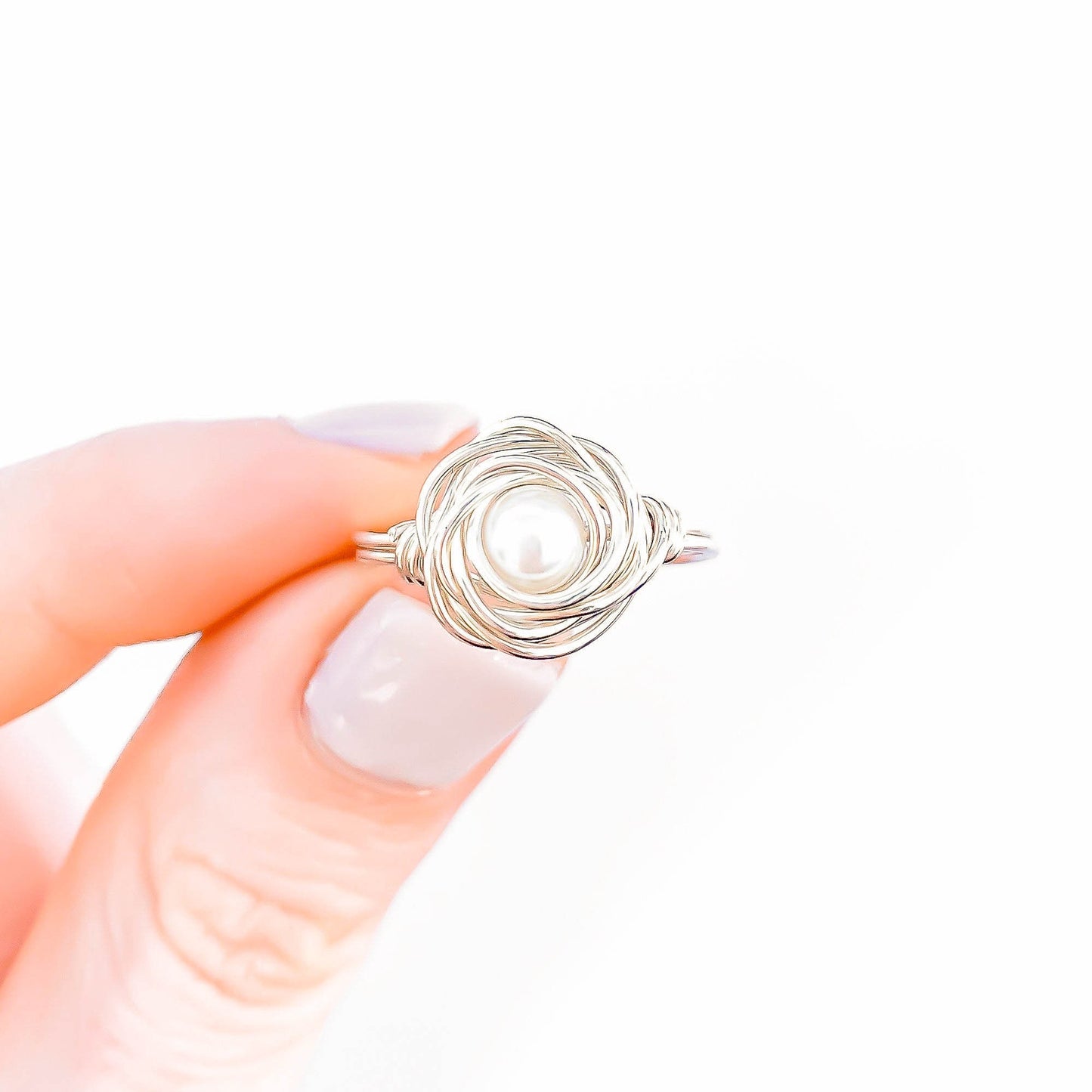 Nested Pearl Ring, 925 Sterling Silver