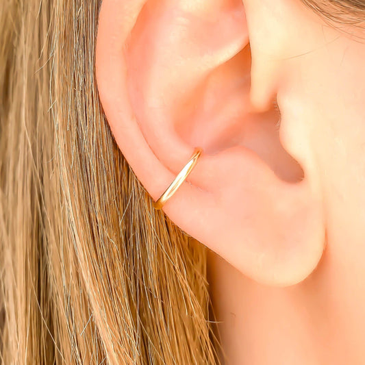 14K Gold Half Round Ear Cuff