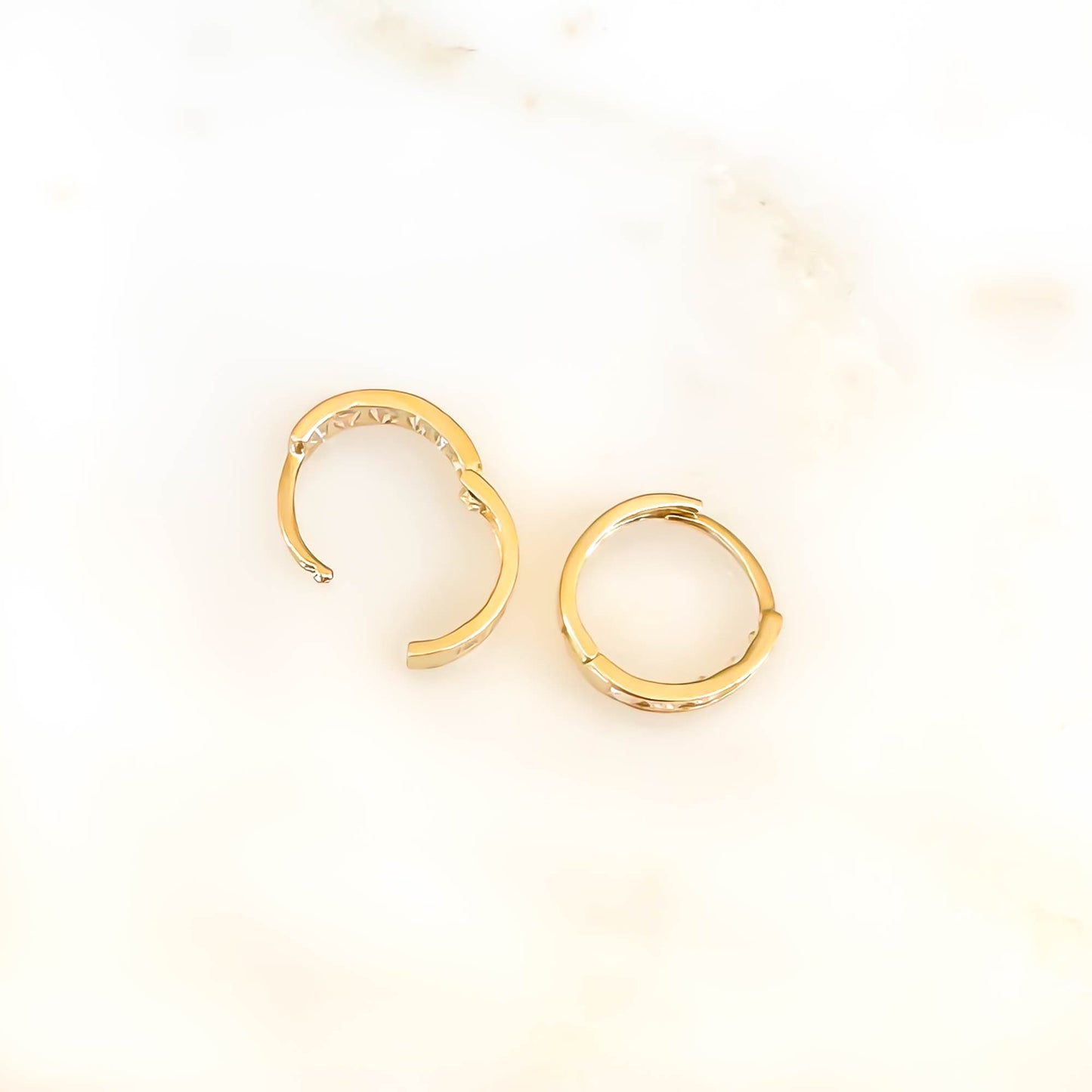 Channel Set 14K Gold Hinge Hoop Earrings, 8mm