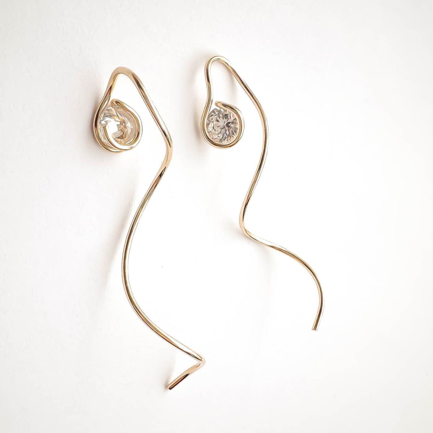 CZ Spiral Threader Earrings, 14K Gold Filled