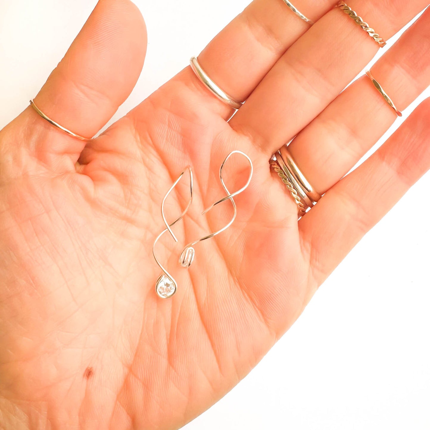 Drop Spiral Earrings, Sterling Silver
