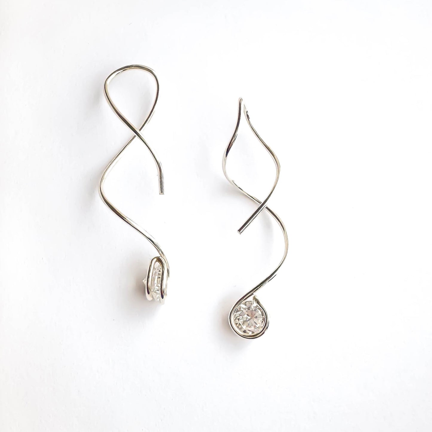 Drop Spiral Earrings, Sterling Silver