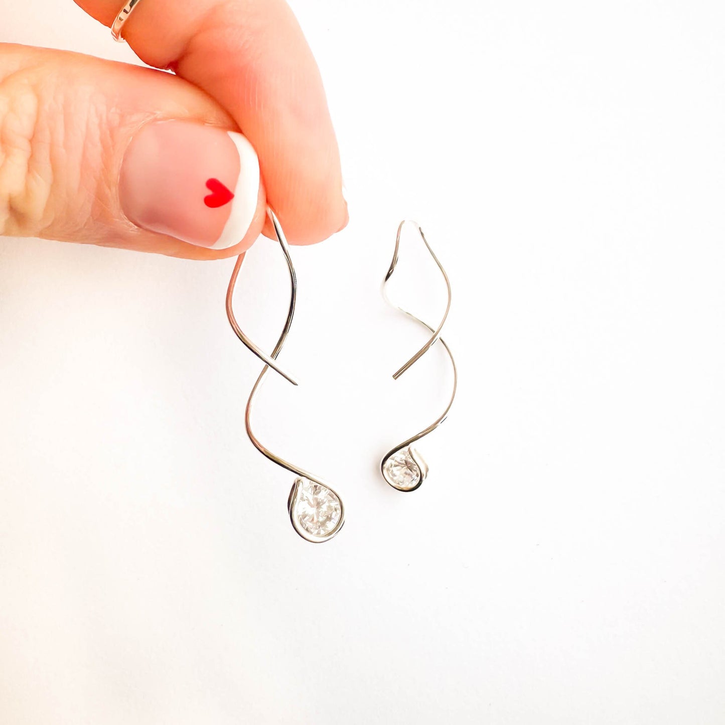 Drop Spiral Earrings, Sterling Silver