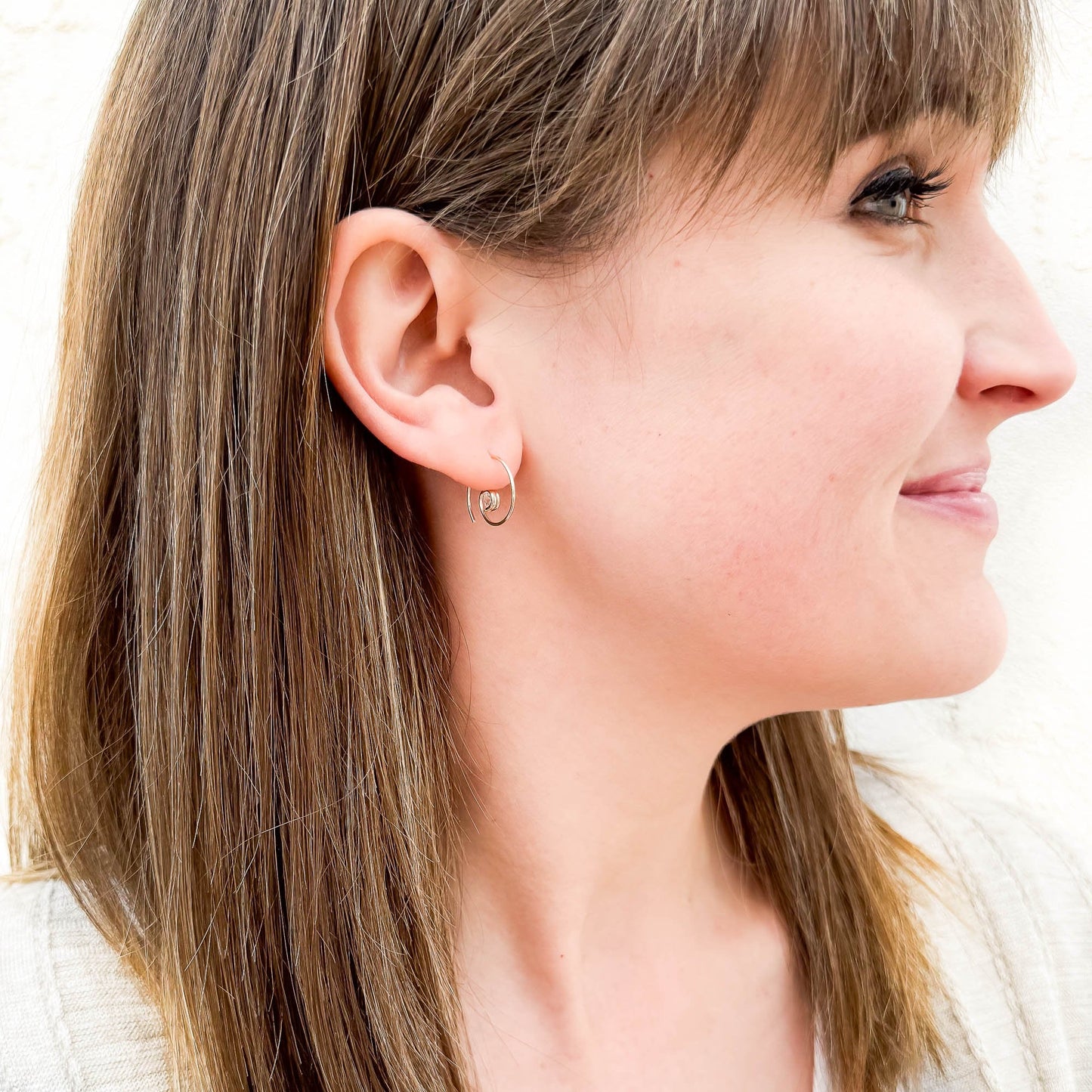 Mini CZ Spiral Hoop Earrings, 14K Gold Filled