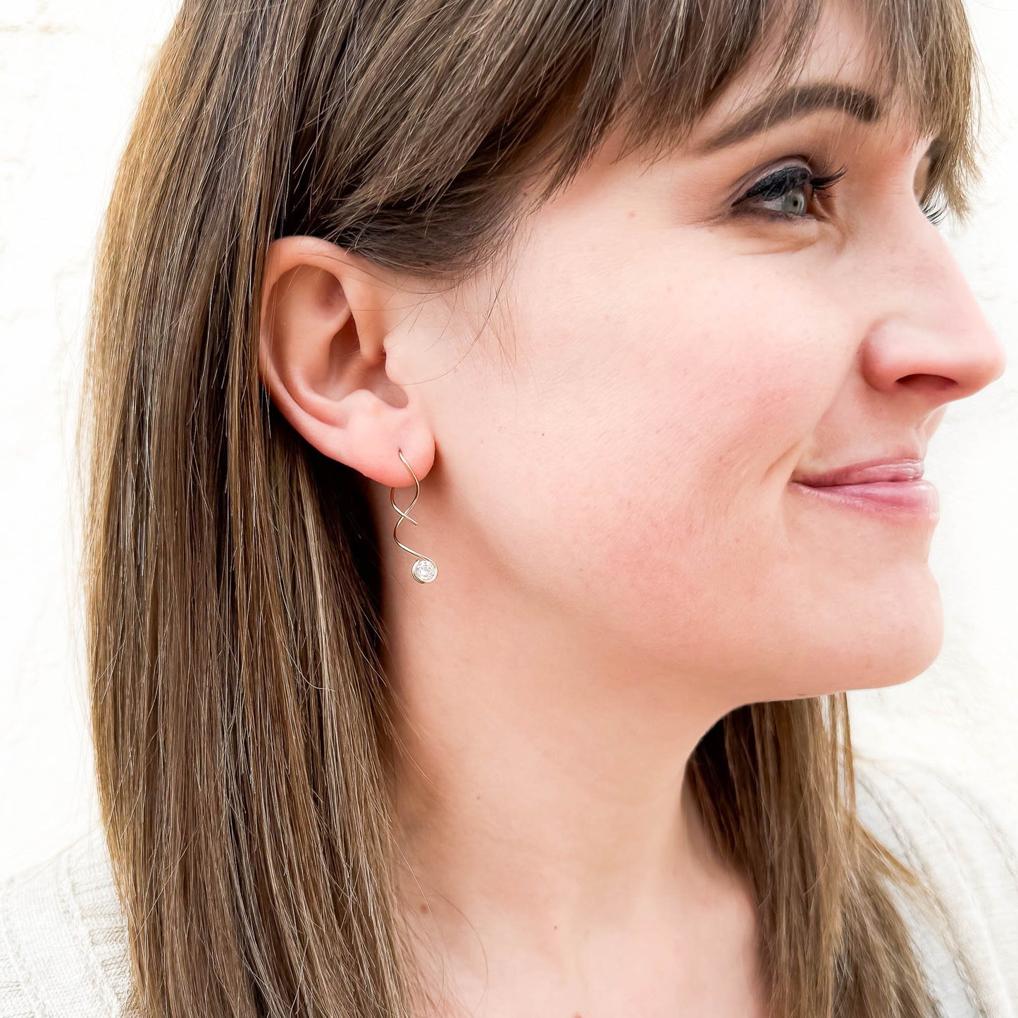 Drop Spiral Earrings, 14K Gold Filled
