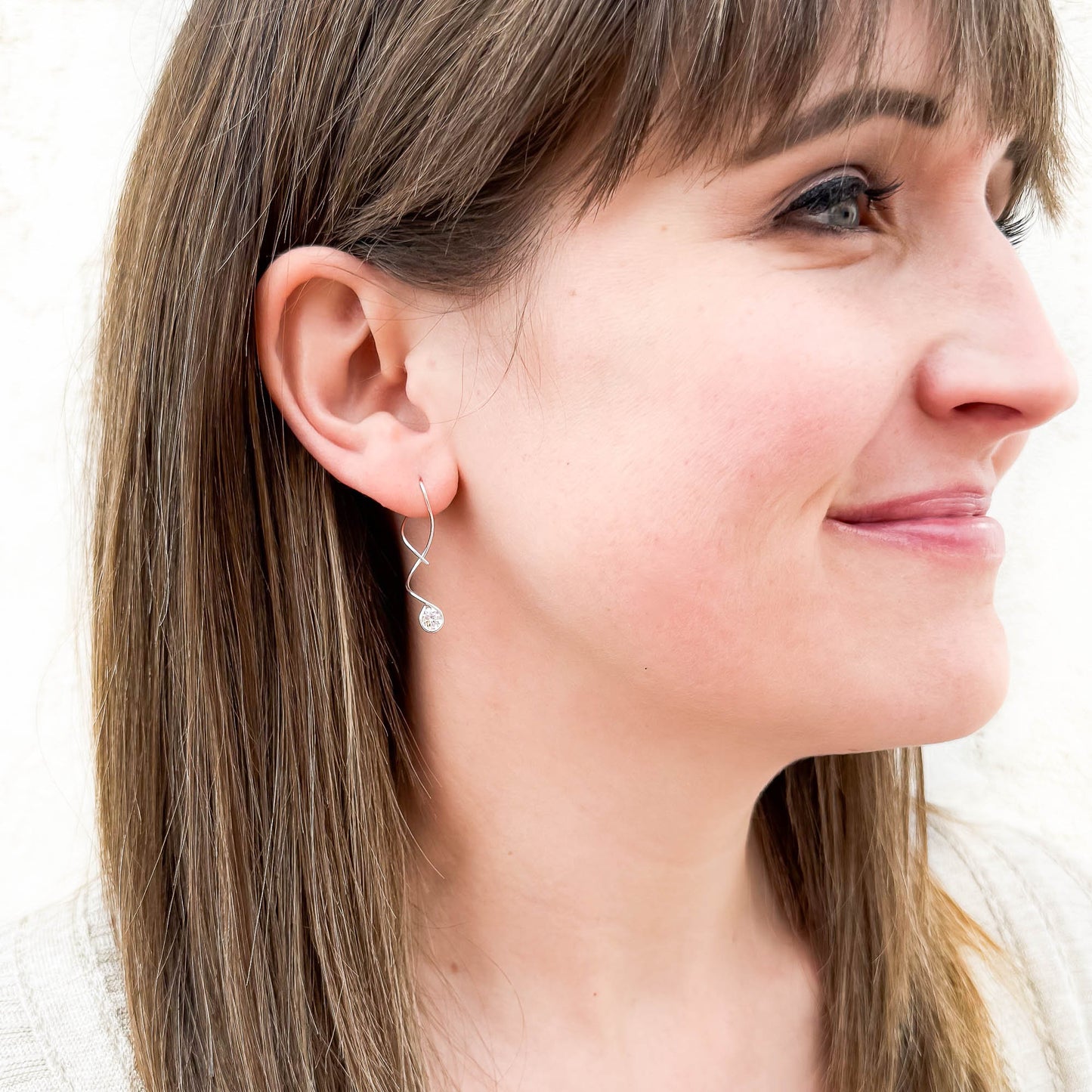 Drop Spiral Earrings, Sterling Silver
