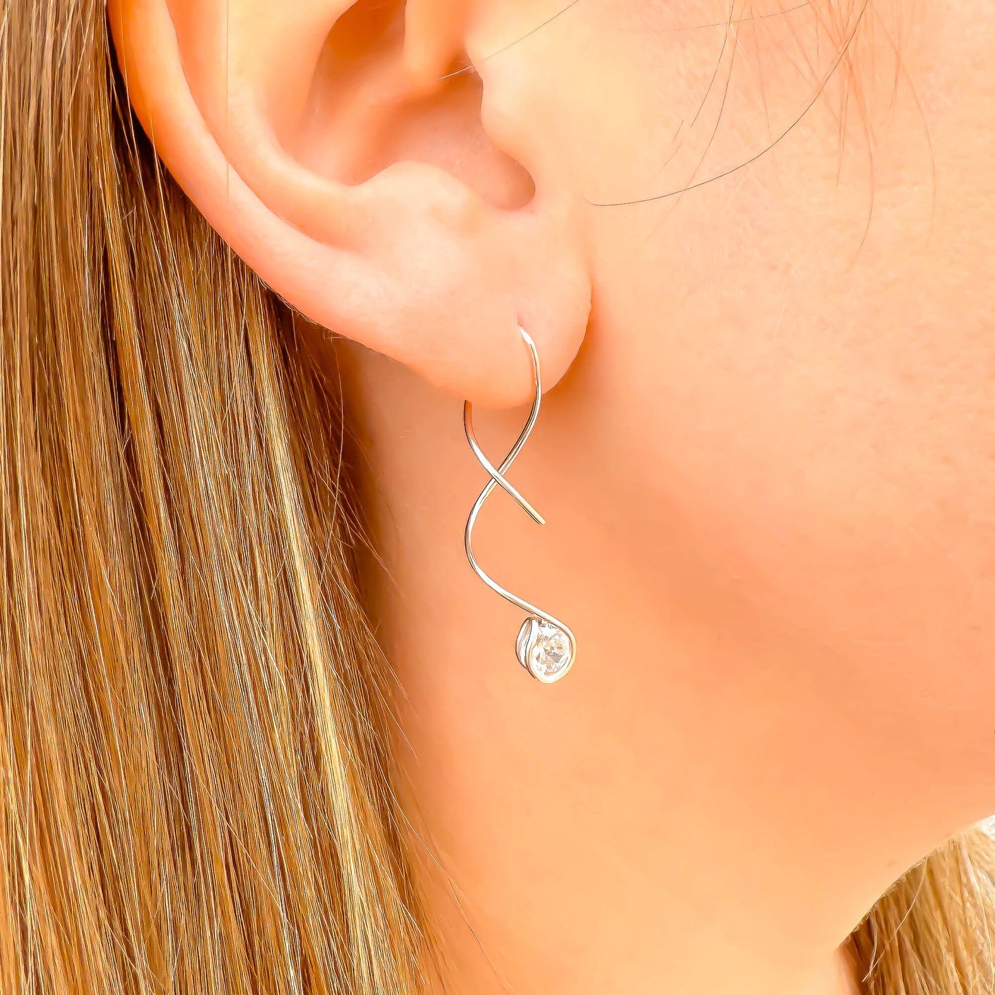 Drop Spiral Earrings, Sterling Silver