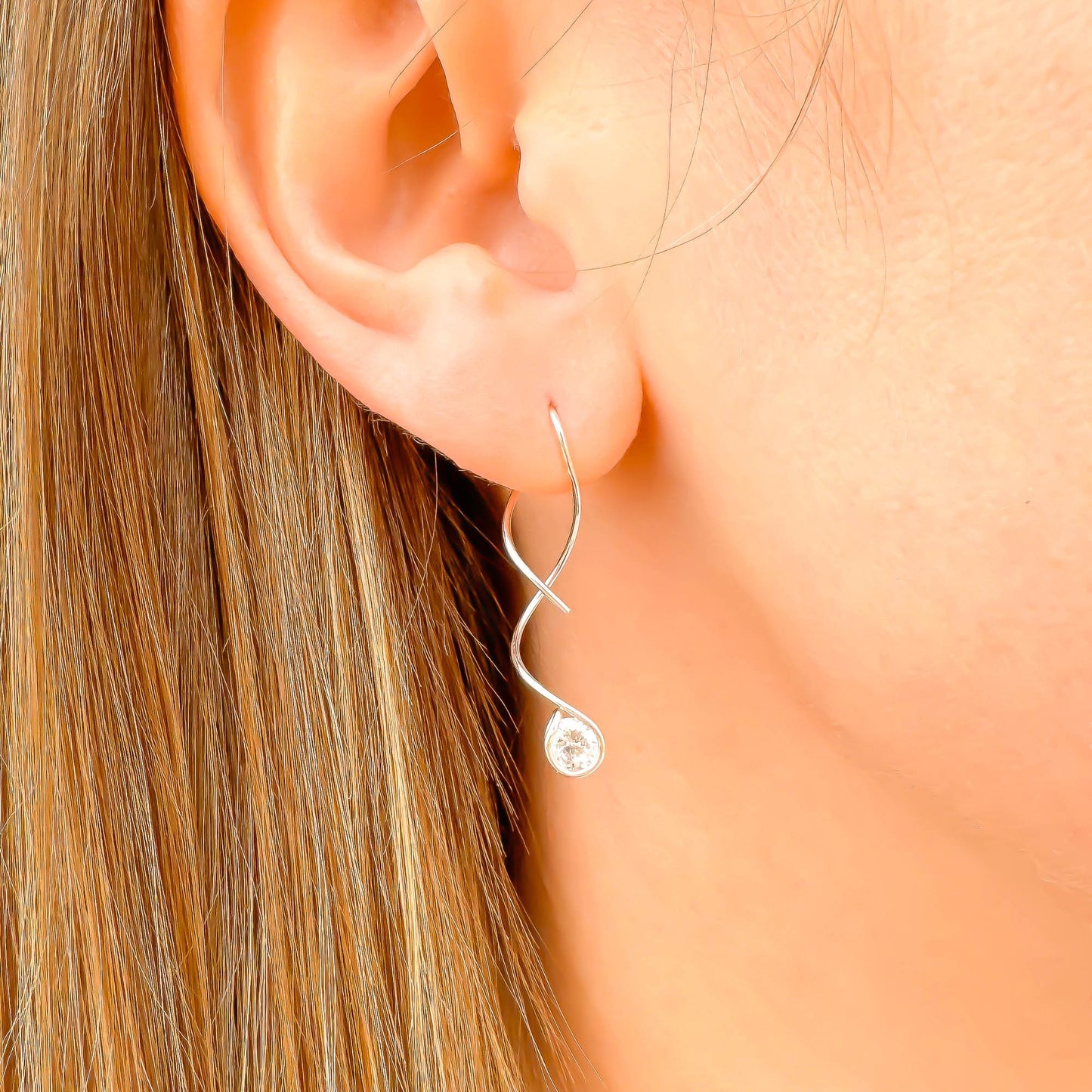 Drop Spiral Earrings, Sterling Silver