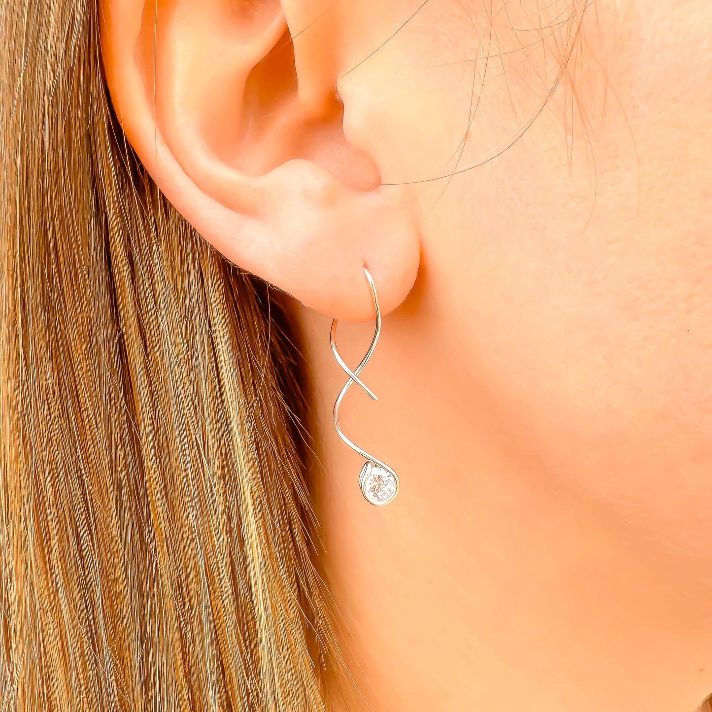 Drop Spiral Earrings, Sterling Silver