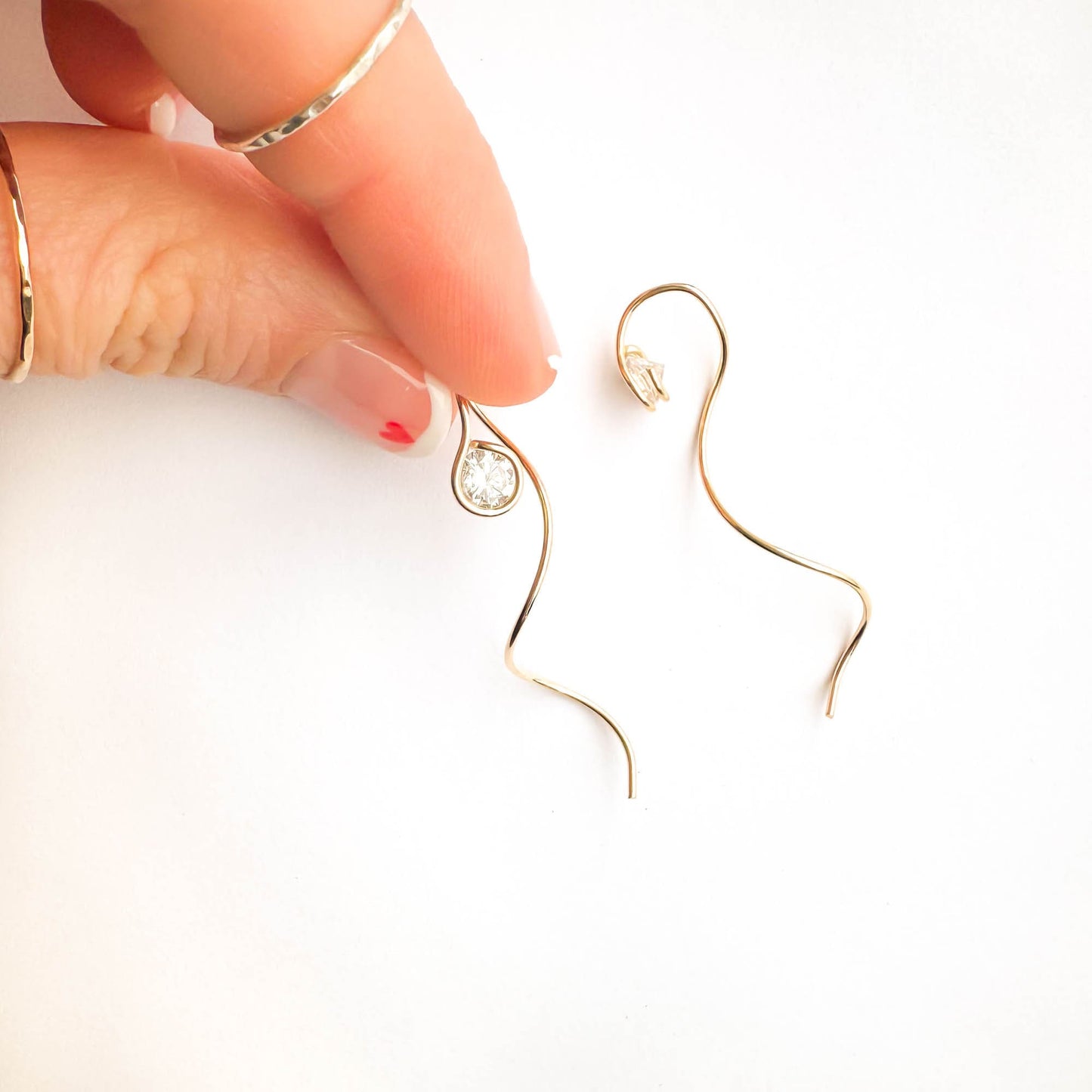 CZ Spiral Threader Earrings, 14K Gold Filled
