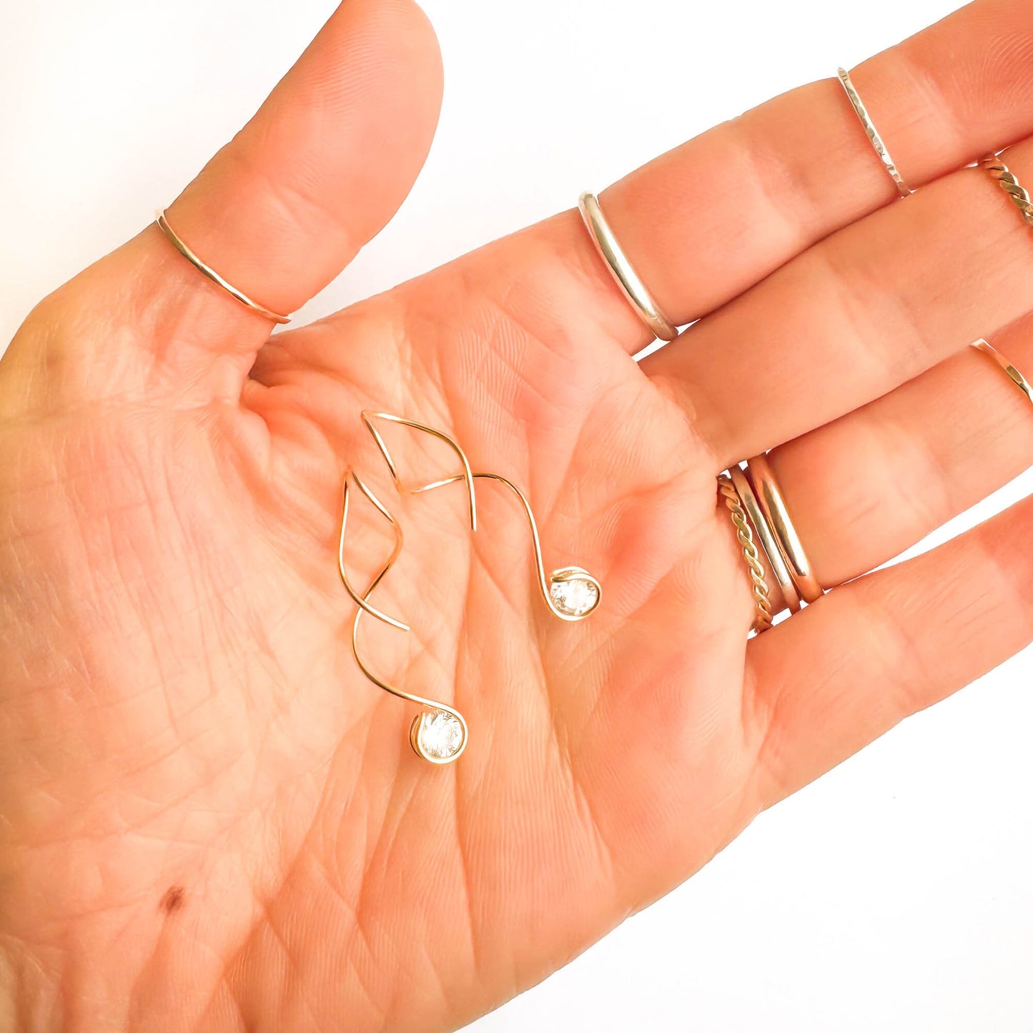 Drop Spiral Earrings, 14K Gold Filled
