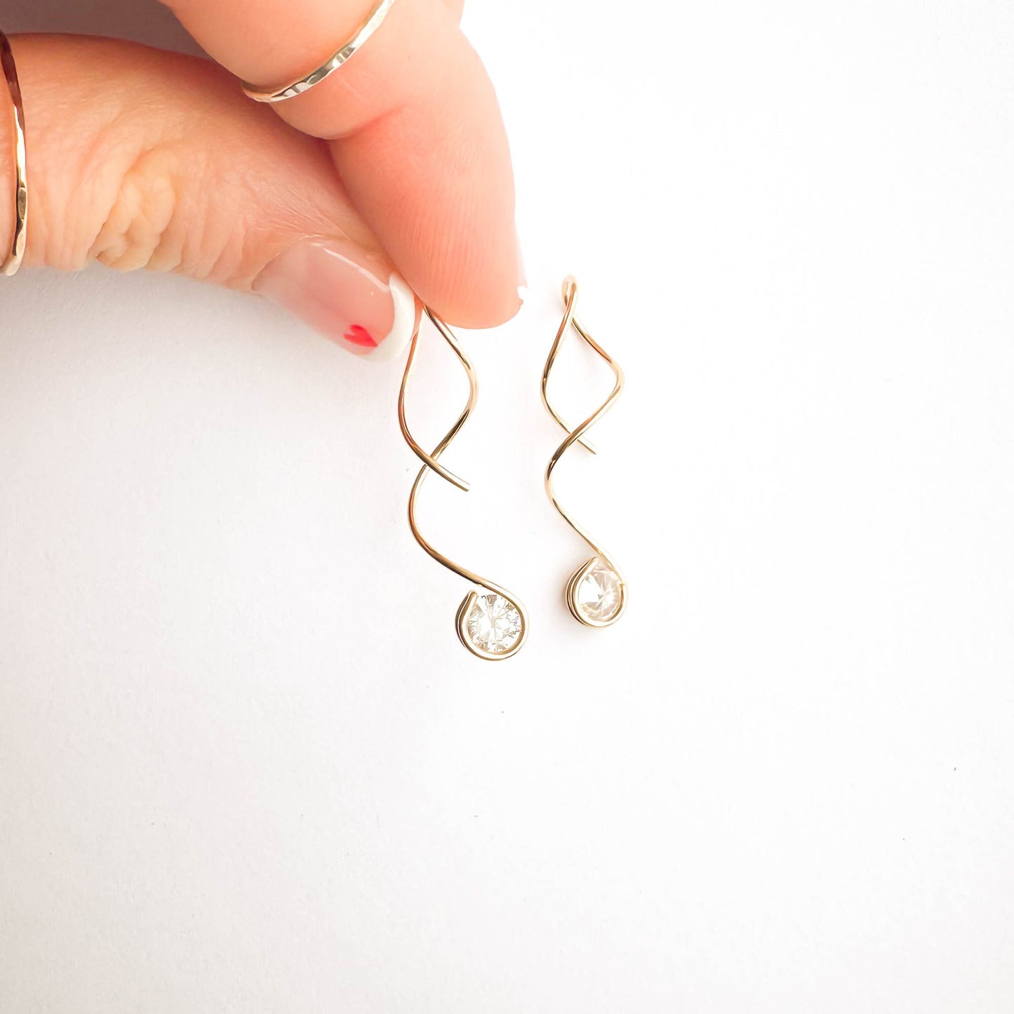 Drop Spiral Earrings, 14K Gold Filled