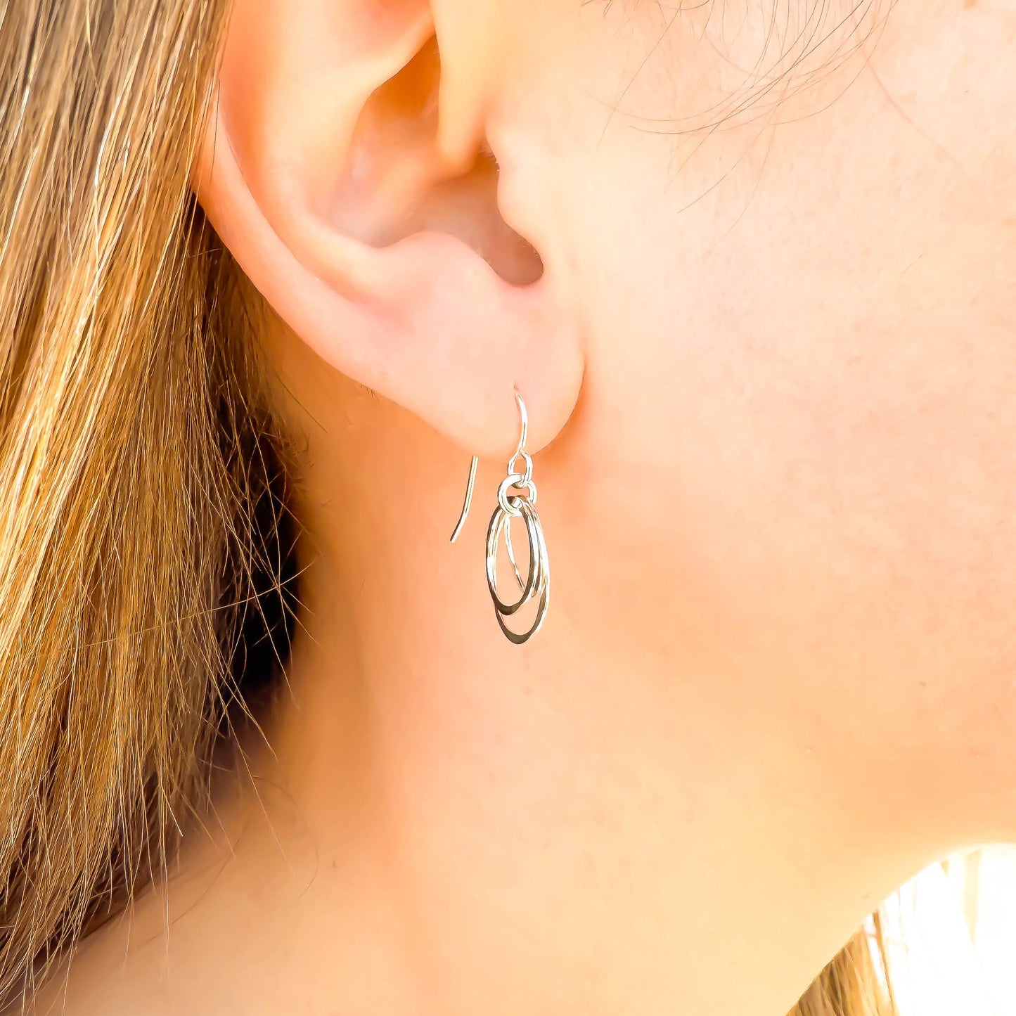 Nested Circle Dangle Earrings, Sterling Silver
