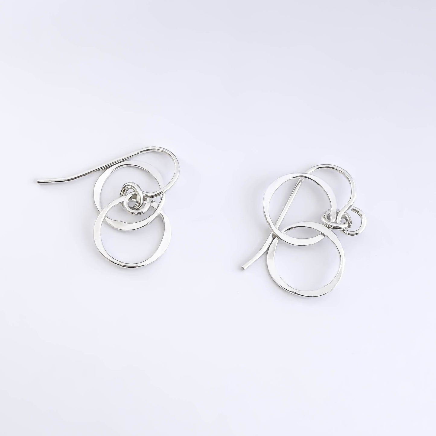 Double Circle Dangle Earrings, Sterling Silver