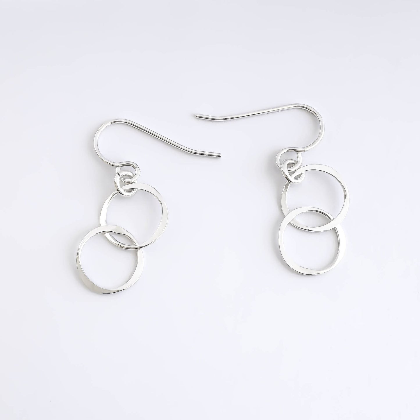 Double Circle Dangle Earrings, Sterling Silver