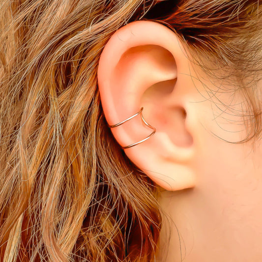 Two Line Conch Ear Cuff, 14K Rose Gold Filled