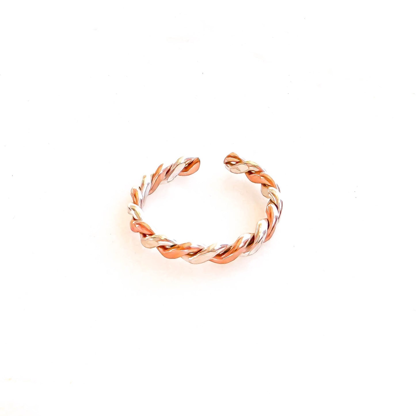 Twist Toe Ring, 14K Rose Gold Filled & Silver