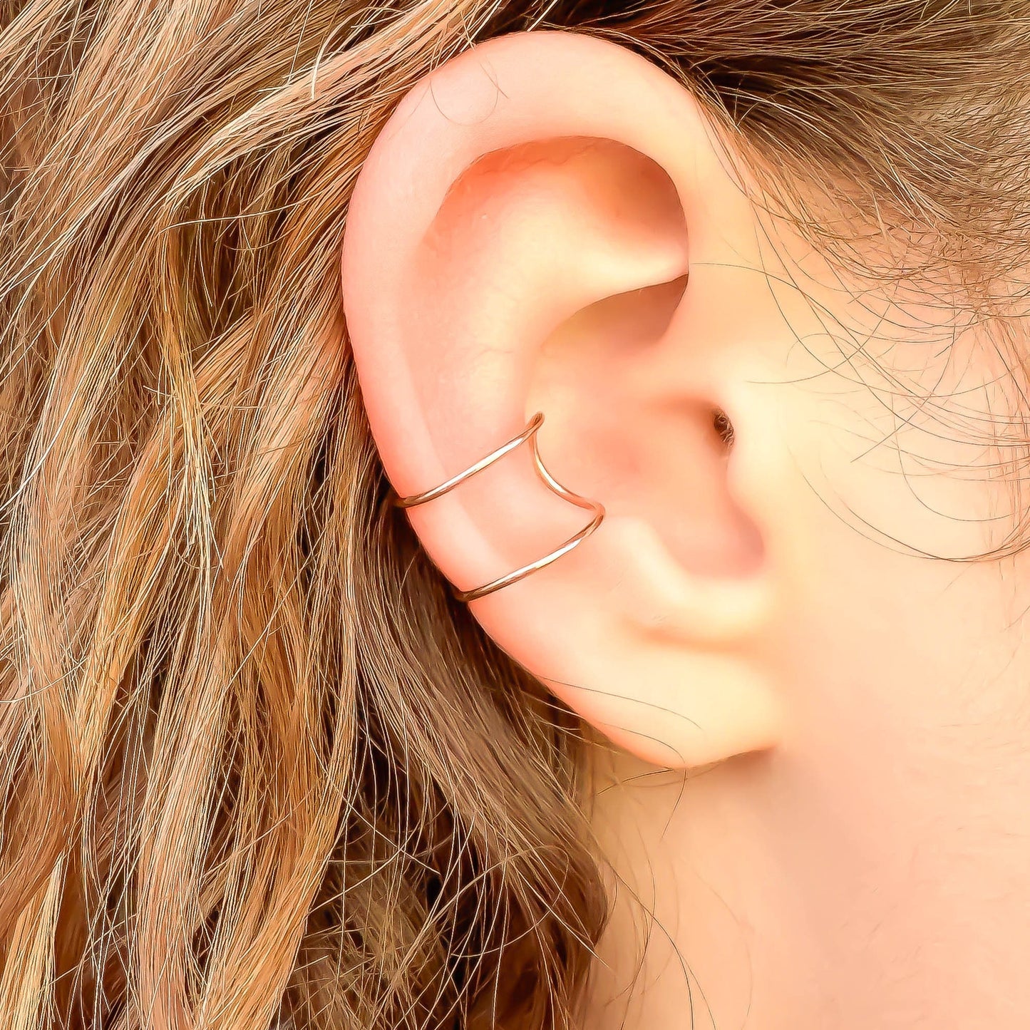 Two Line Conch Ear Cuff, 14K Rose Gold Filled