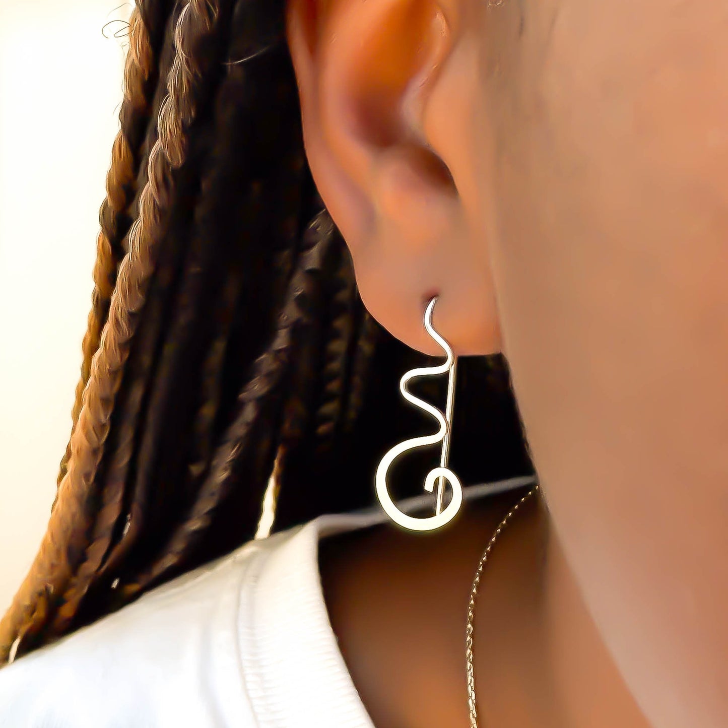 Squiggle Slip Through Earrings, Sterling Silver