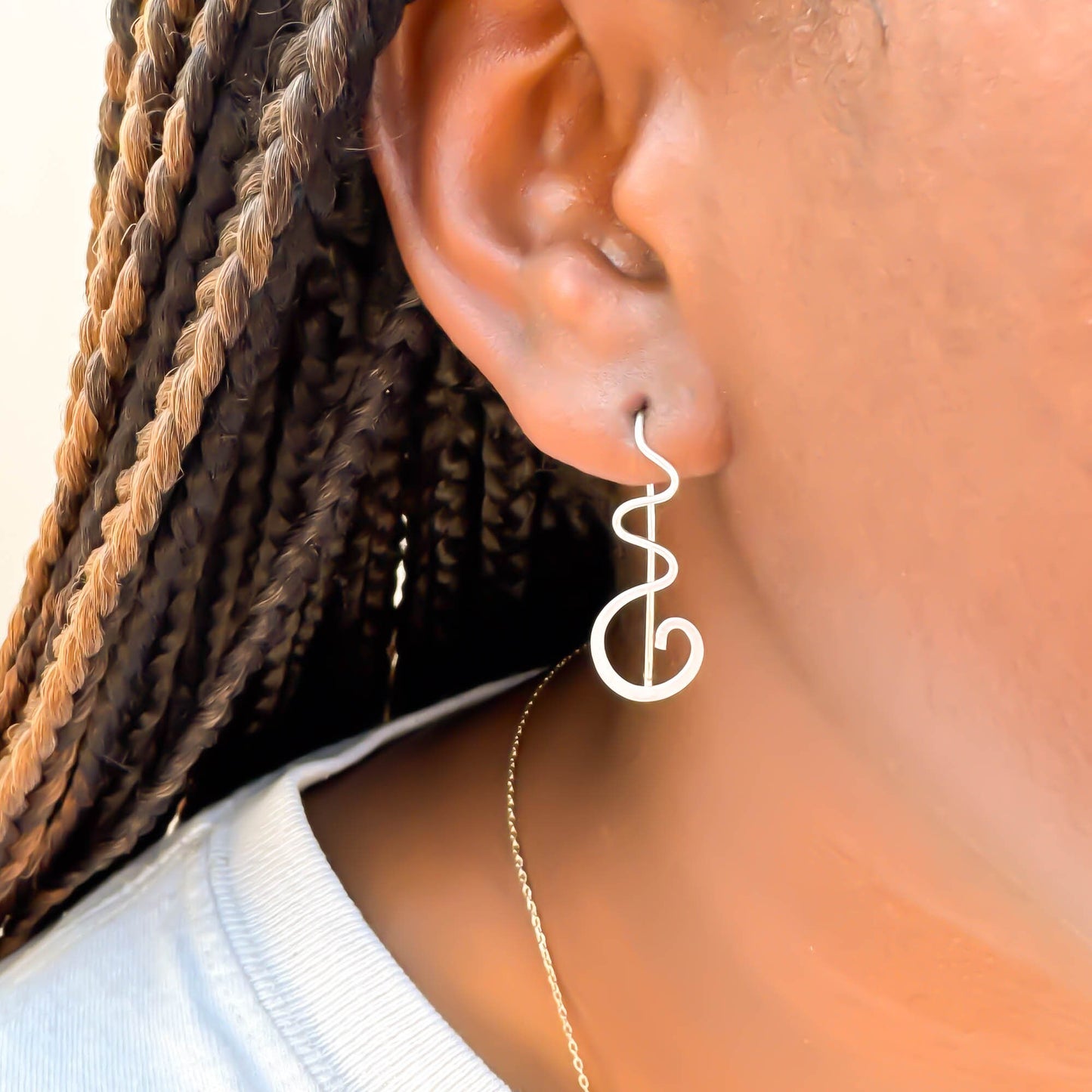 Squiggle Slip Through Earrings, Sterling Silver