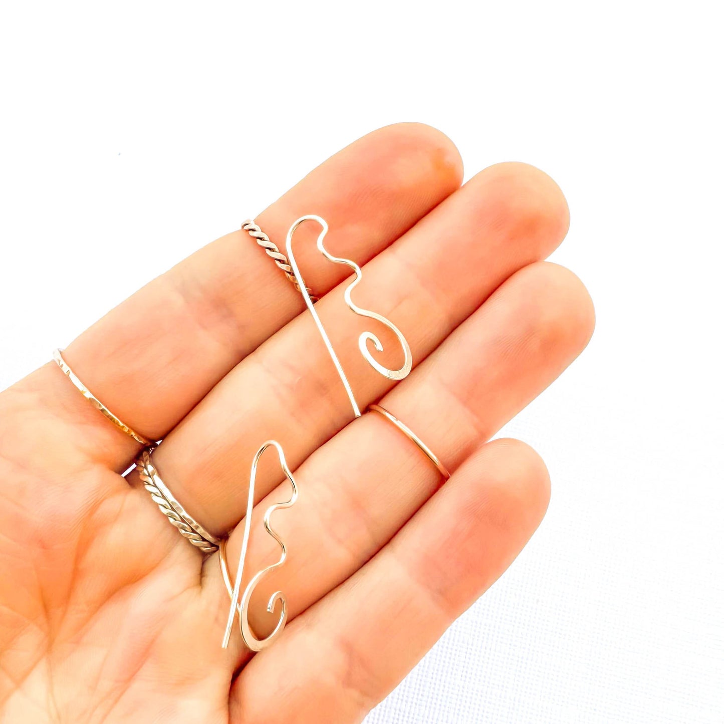 Squiggle Slip Through Earrings, Sterling Silver