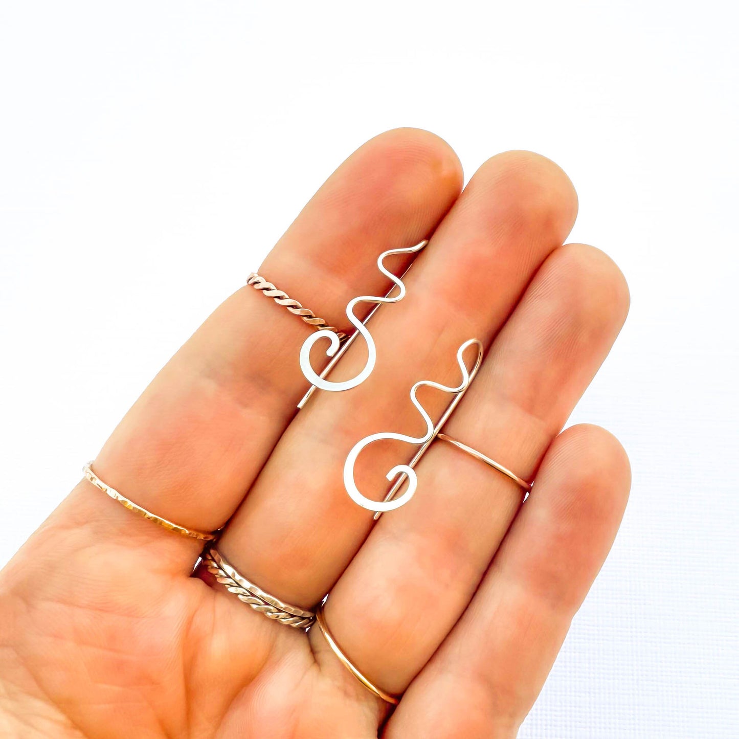Squiggle Slip Through Earrings, Sterling Silver