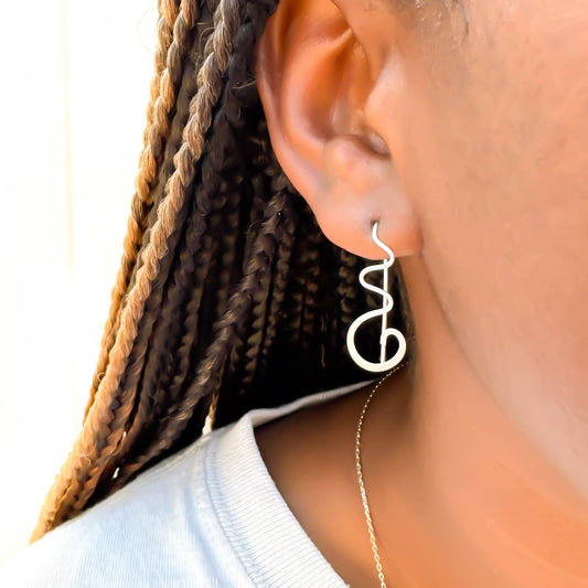 Squiggle Slip Through Earrings, Sterling Silver