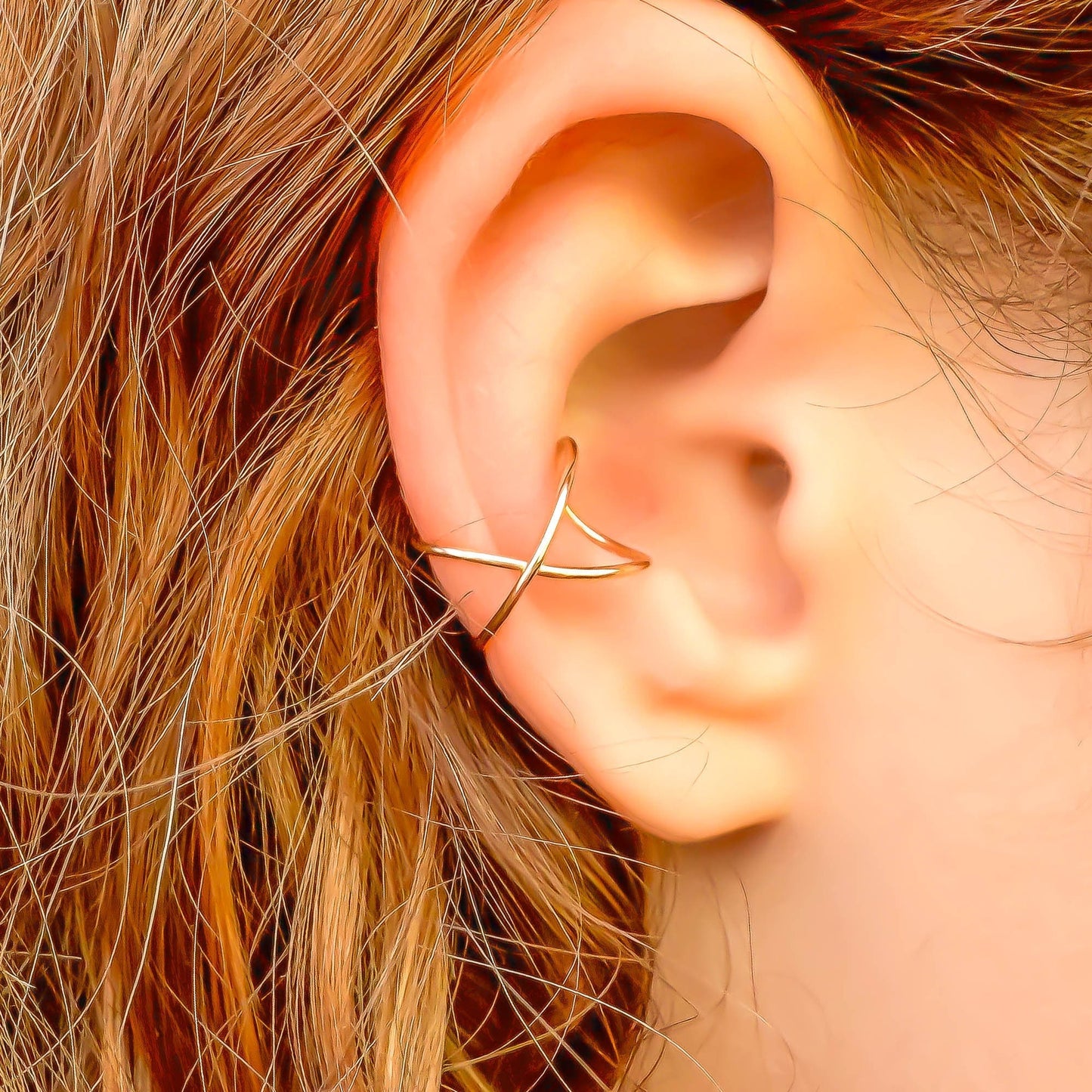 Criss Cross Conch Ear Cuff, 14K Rose Gold Filled