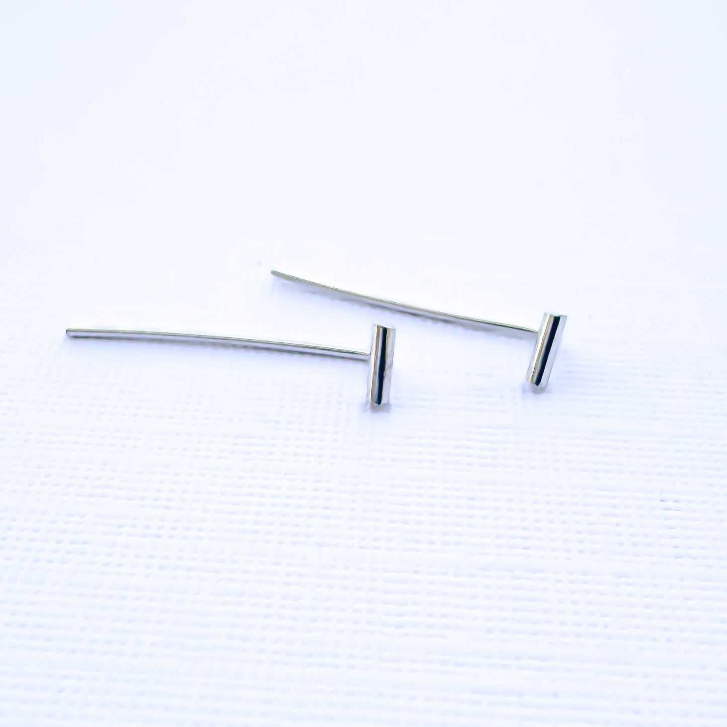 Round Bar Threader Earrings, Sterling Silver