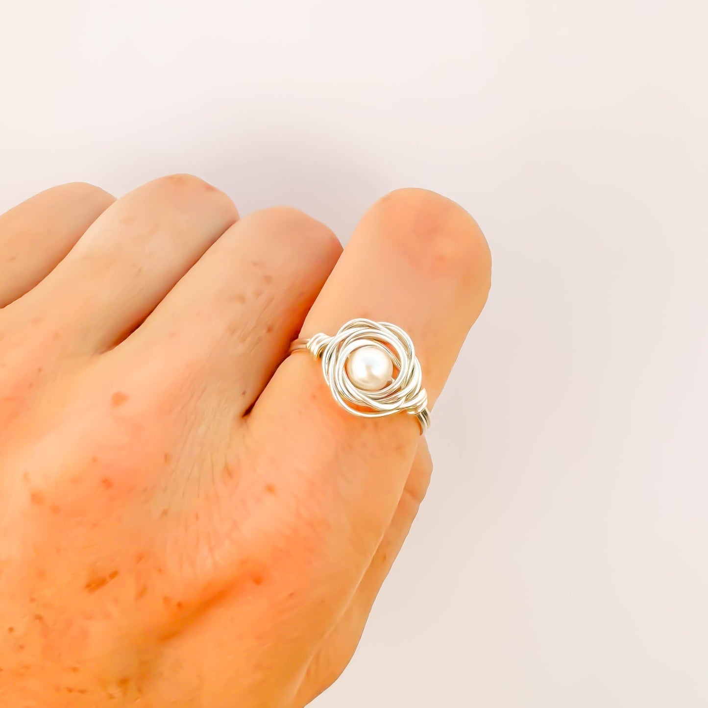 Nested Pearl Ring, 925 Sterling Silver
