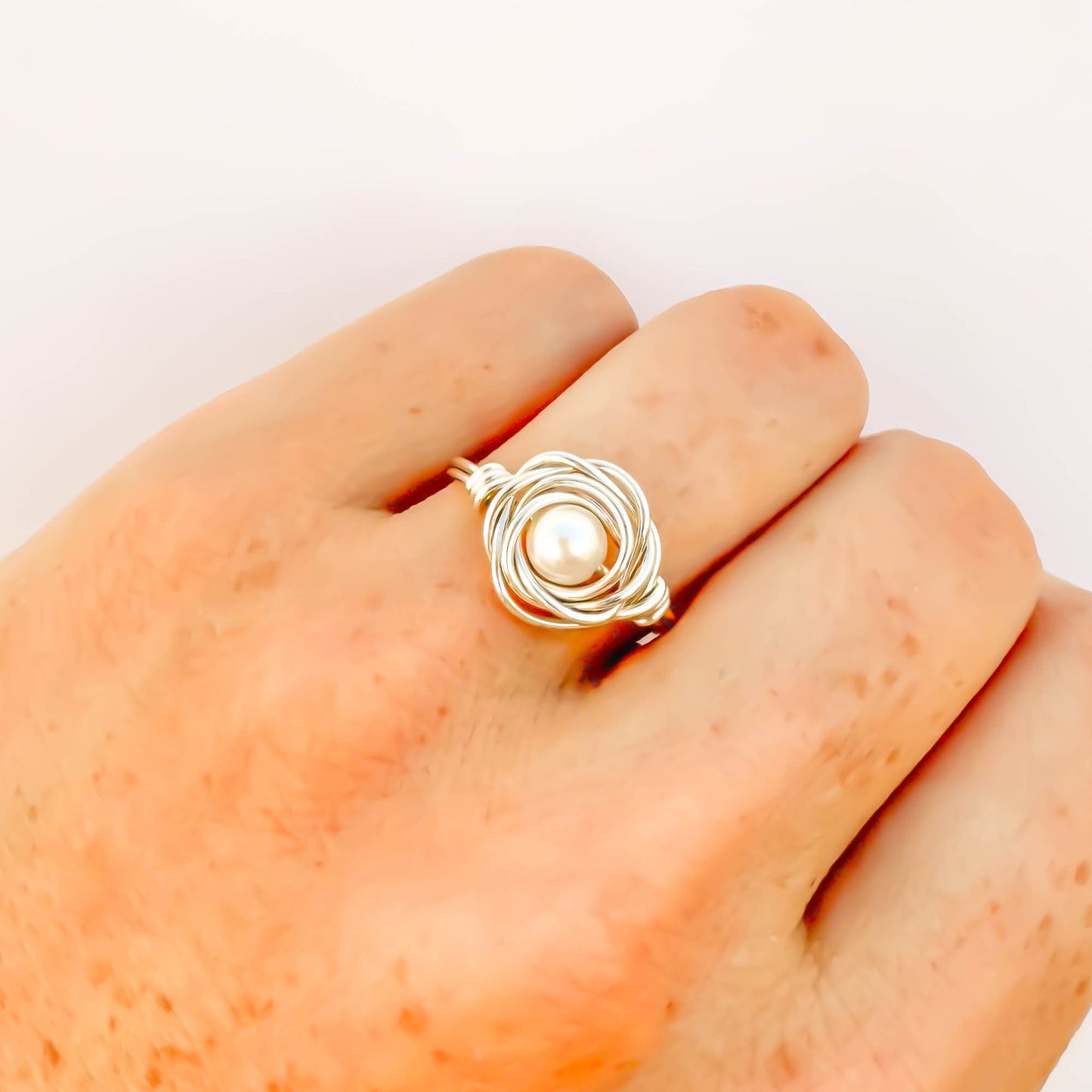 Nested Pearl Ring, 925 Sterling Silver