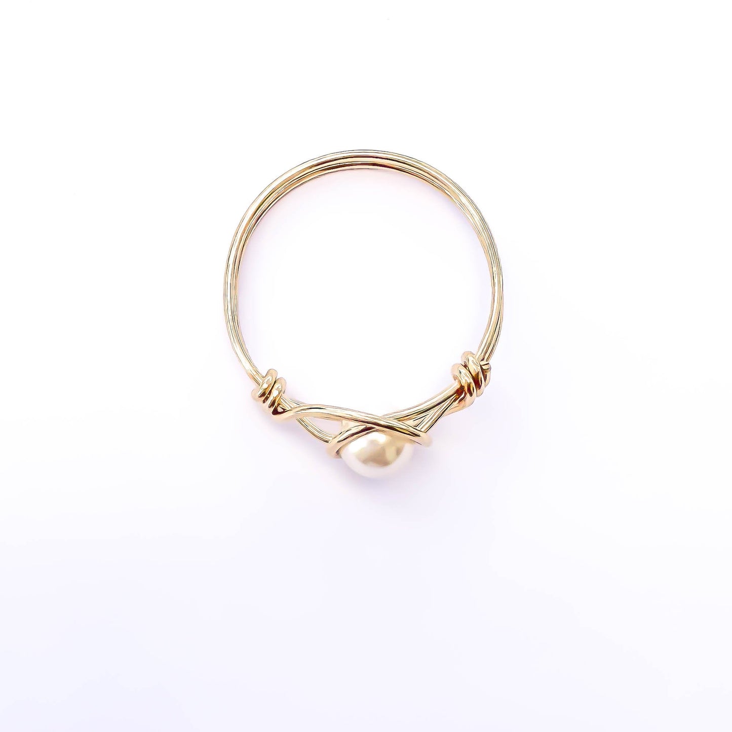 Wire Wrapped Pearl Ring, 14K Gold Filled