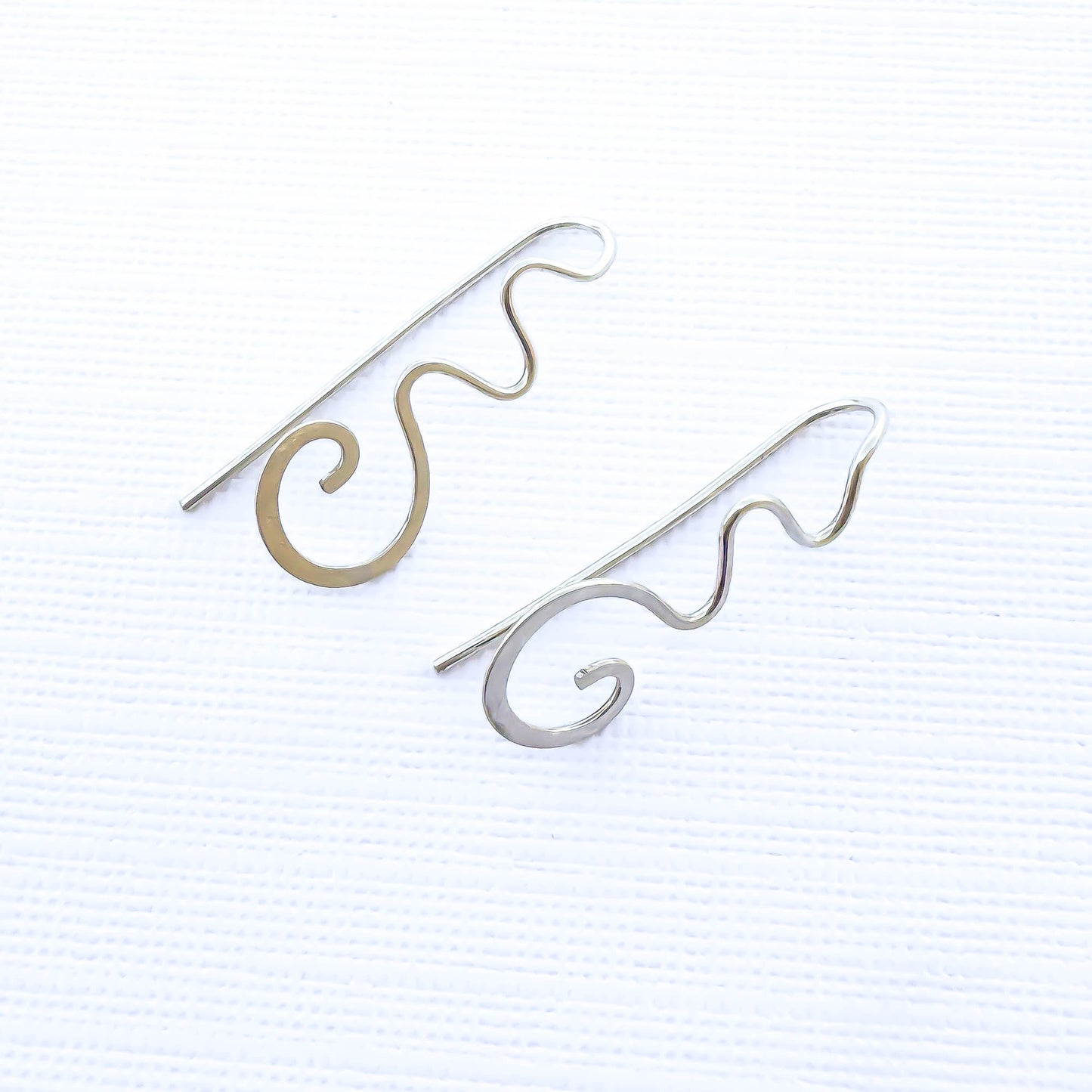 Squiggle Slip Through Earrings, Sterling Silver
