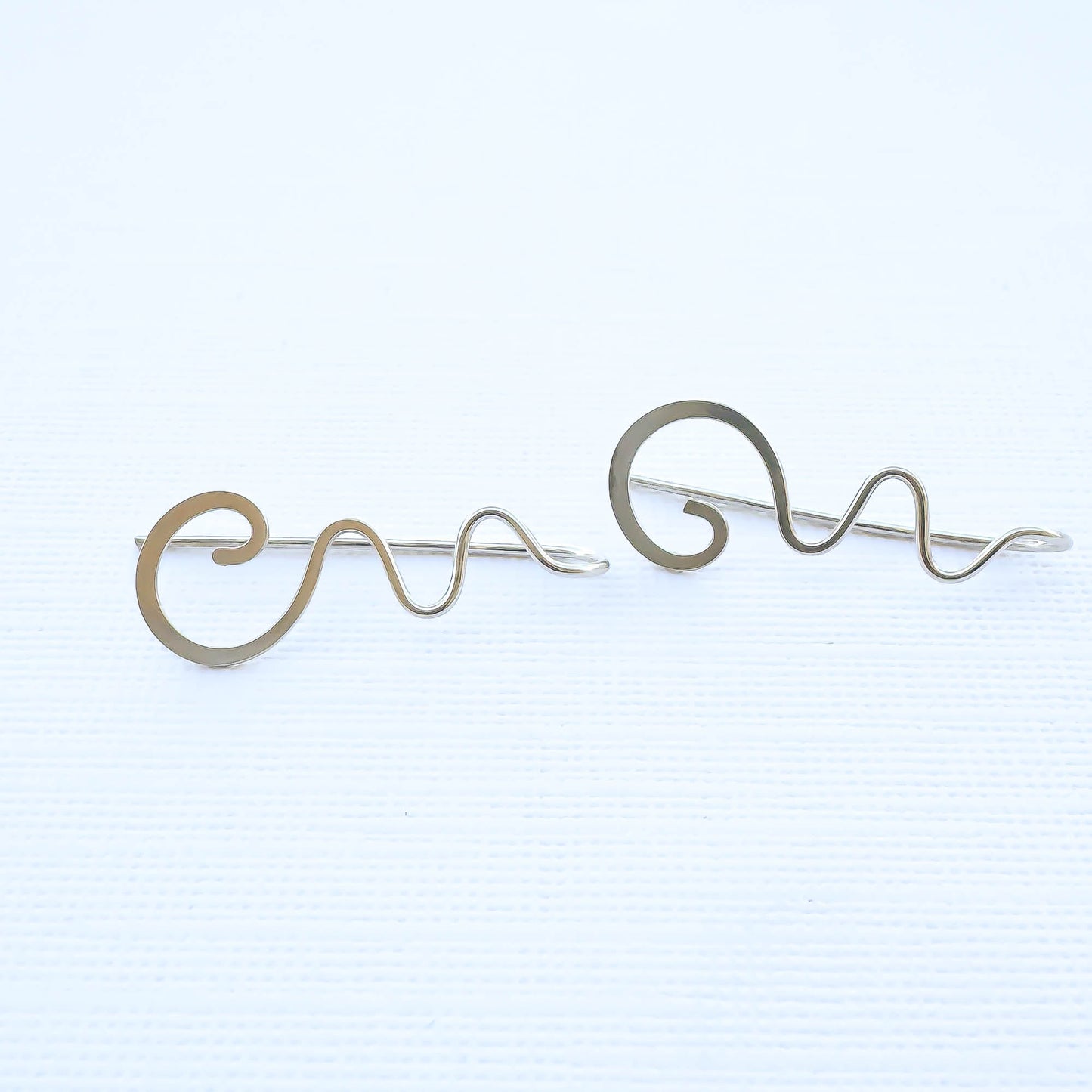 Squiggle Slip Through Earrings, Sterling Silver