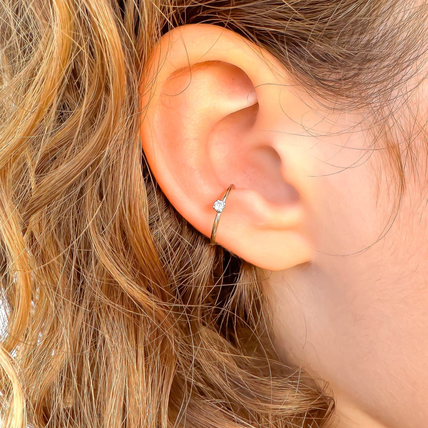 Mini Simulated Diamond Conch Ear Cuff, 14K Gold Filled