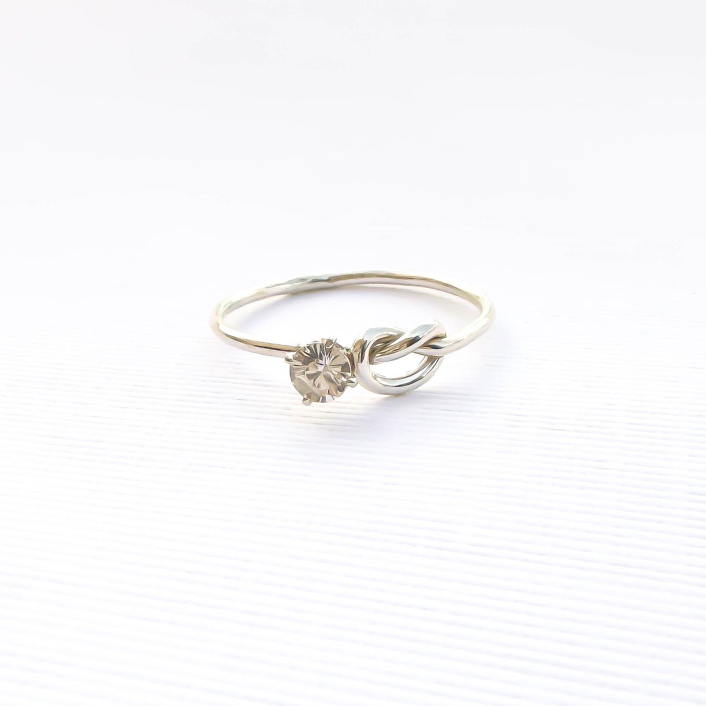 SIZE 9 Knot Ring & CZ 4 Prong Setting, Sterling Silver