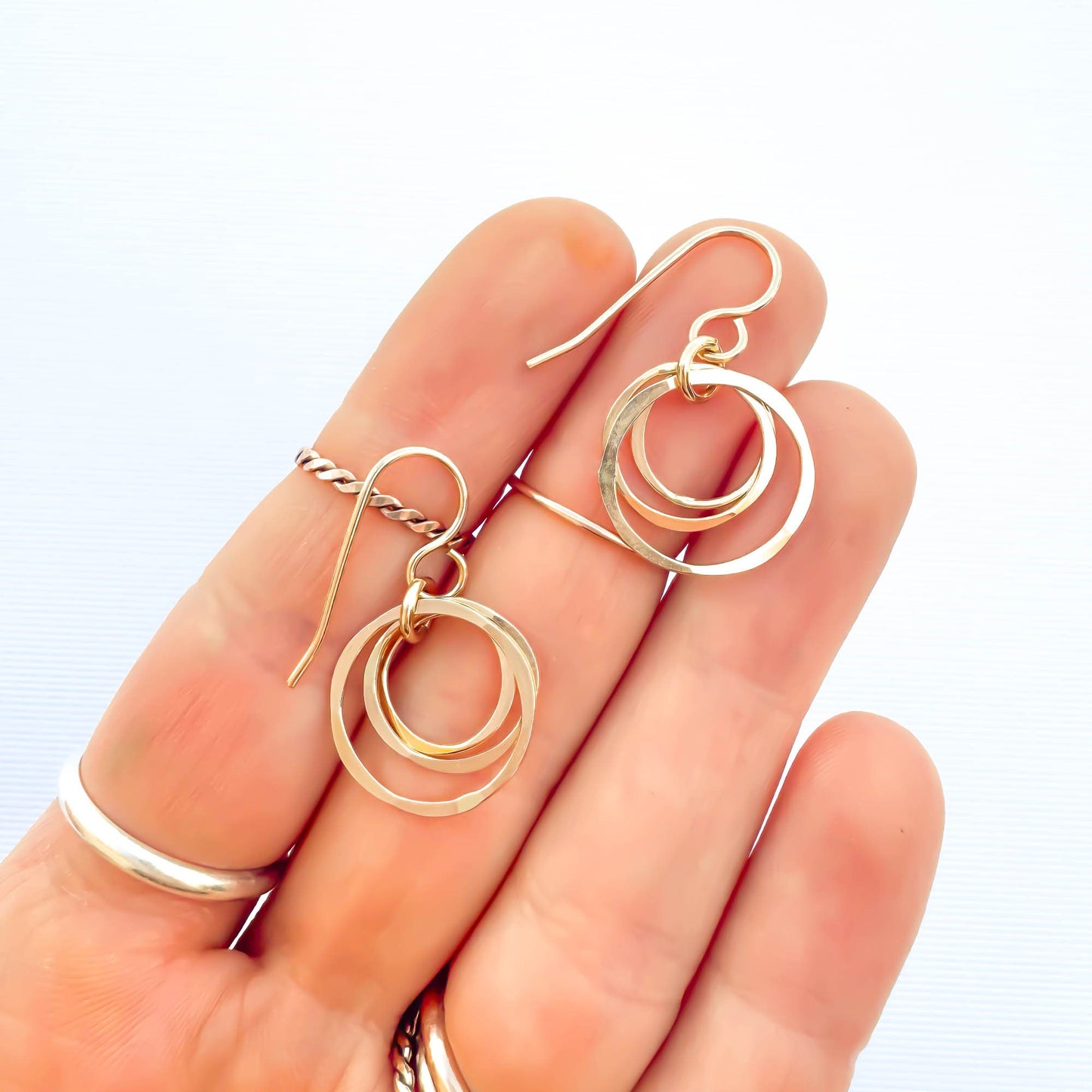 Nested Circle Dangle Earrings, 14K Gold Filled