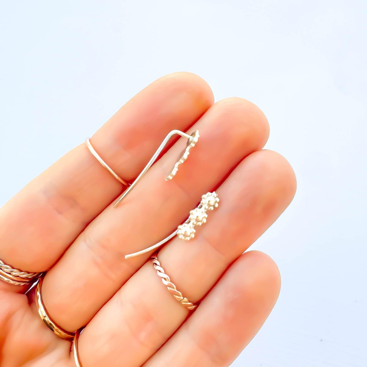 Flower Bubble Earrings, Sterling Silver