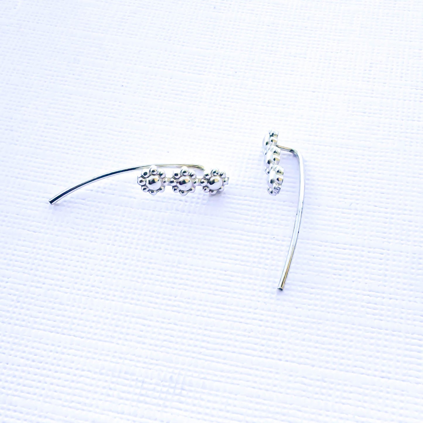 Flower Bubble Earrings, Sterling Silver