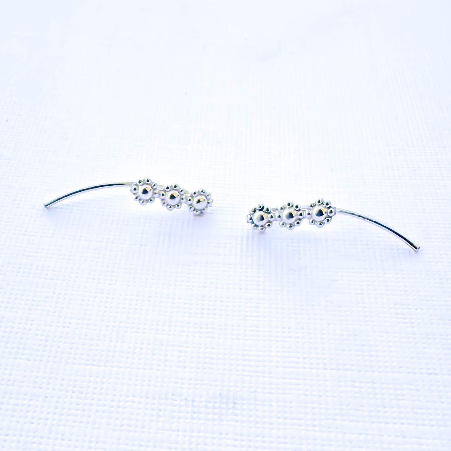 Flower Bubble Earrings, Sterling Silver