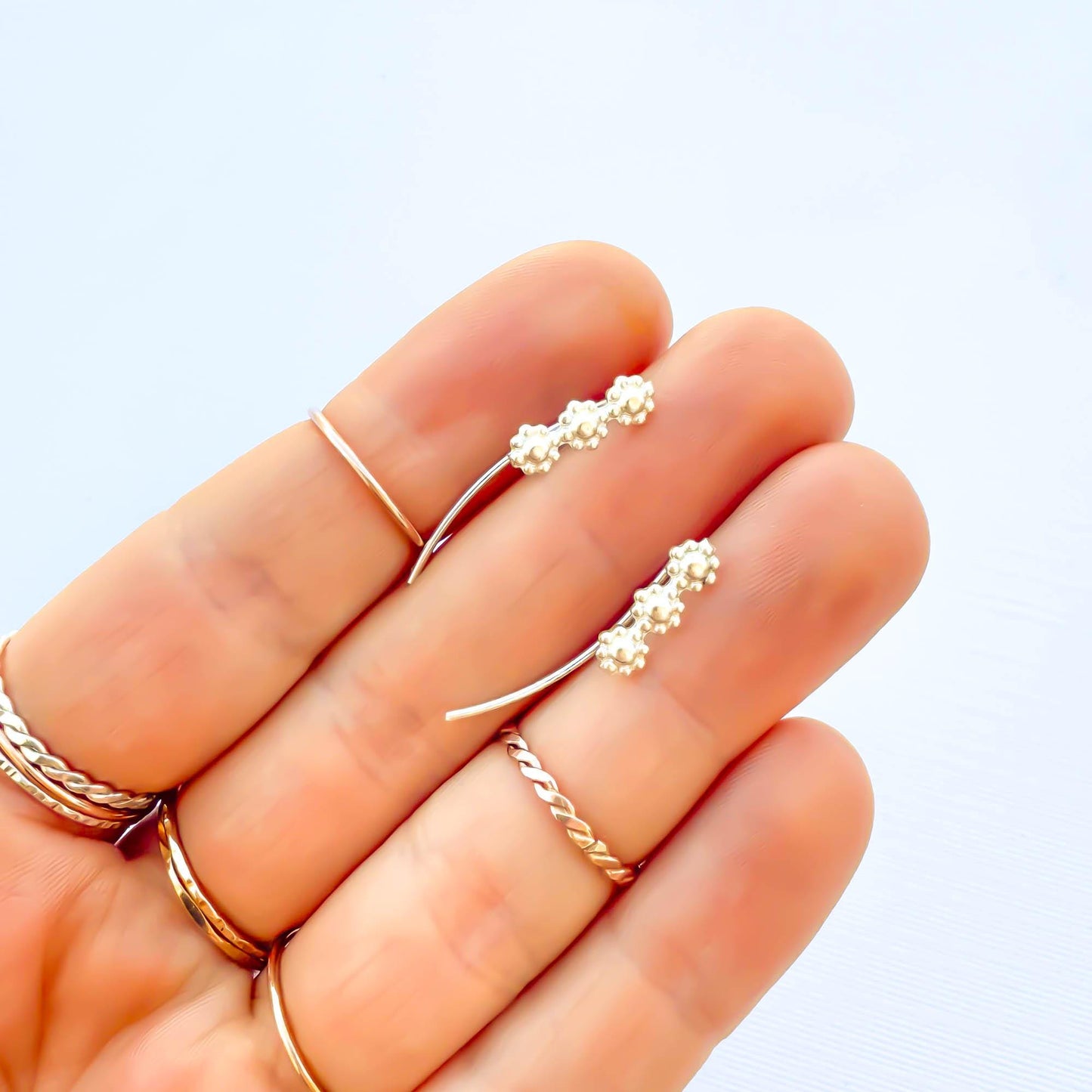 Flower Bubble Earrings, Sterling Silver