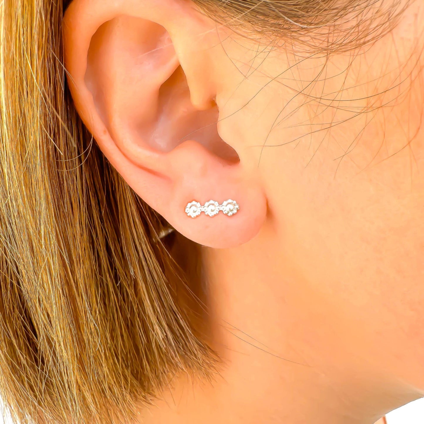 Flower Bubble Earrings, Sterling Silver