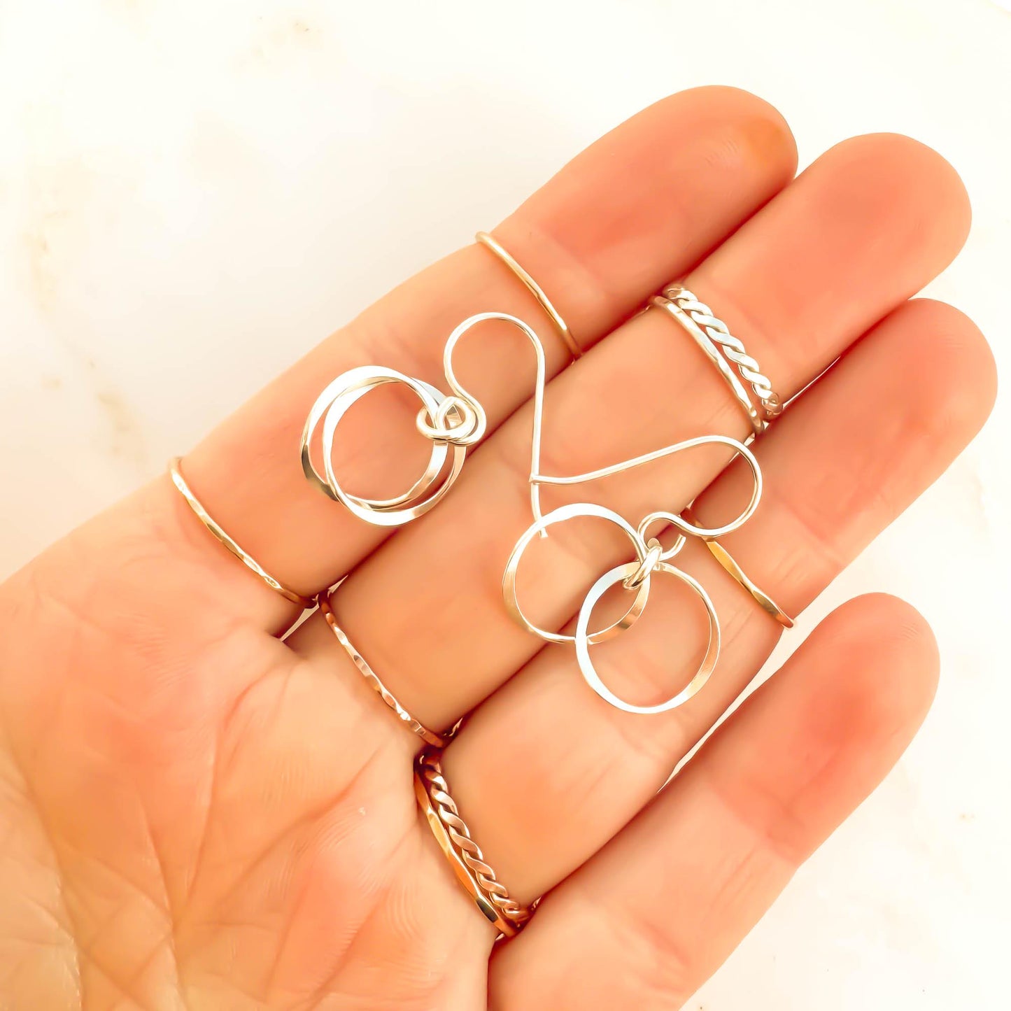 Mini Swerve Nested Earrings, Sterling Silver