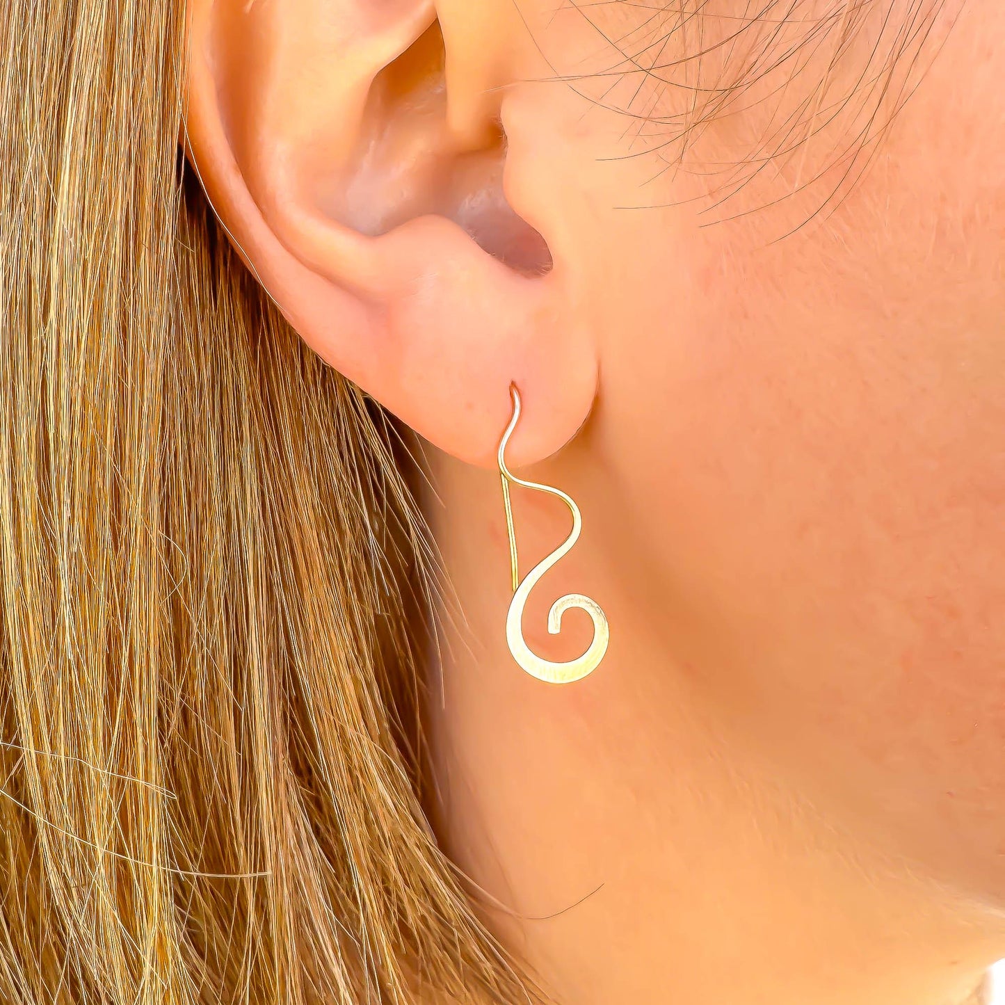 Squiggle Slip Through Earrings, 14K Gold Filled